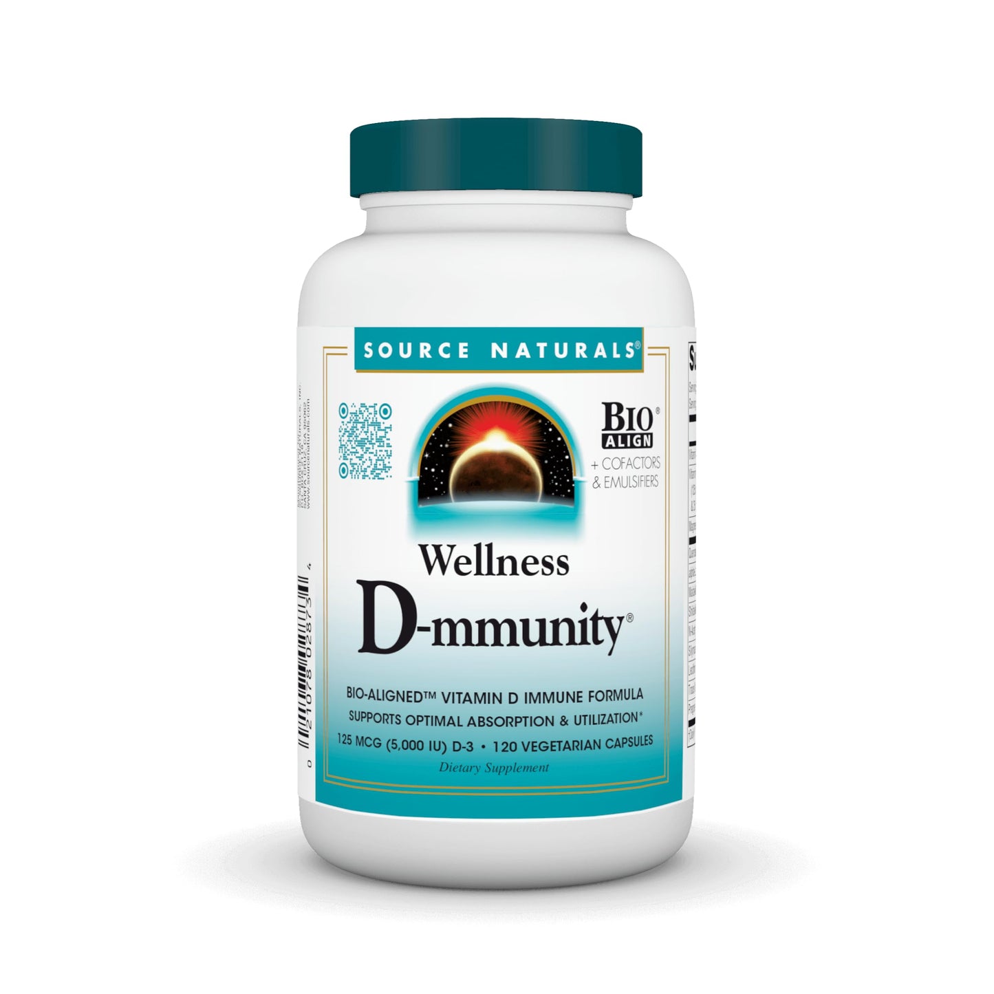 Pre-Order | Arrives in 5–10 Days – Source Naturals Wellness D-mmunity, Bio-Aligned Vitamin D Immune Formula, Supports Optimal Absorption and Utilization* - 120 Vegetarian Capsules