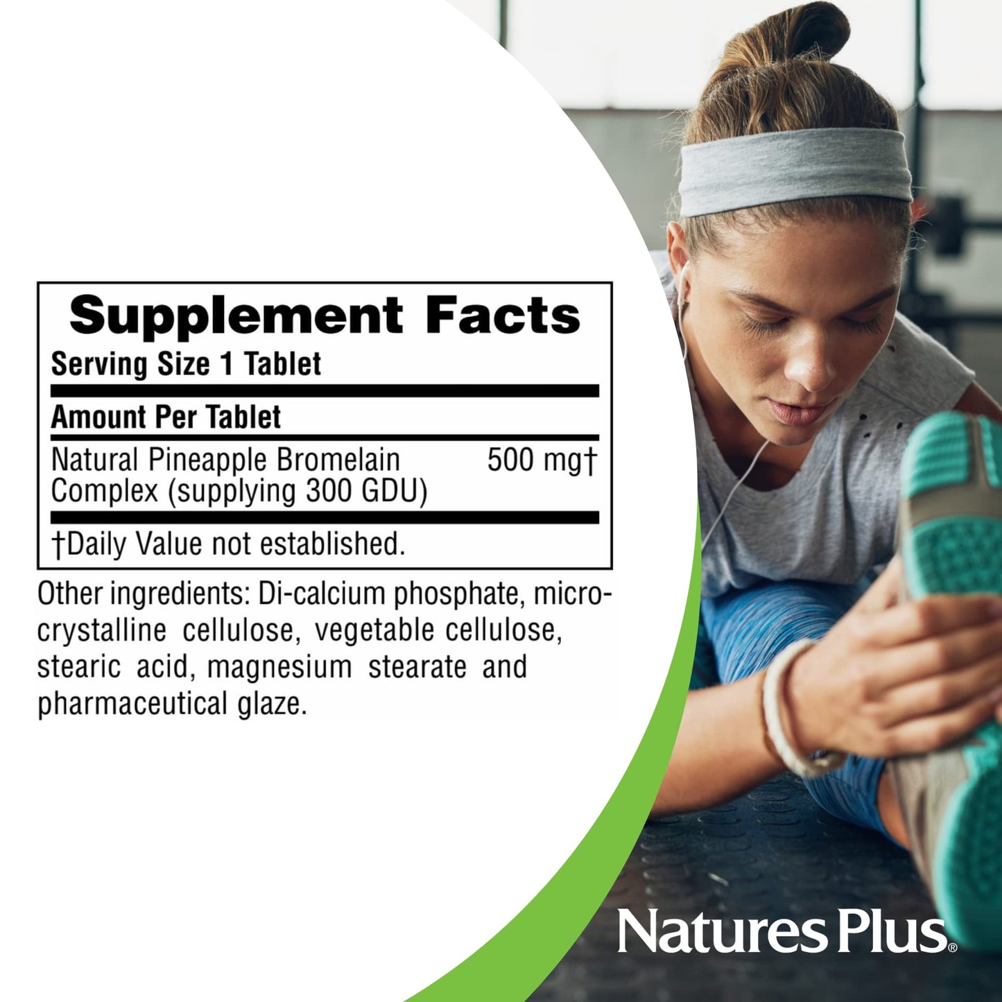 Natures Plus Bromelain - 500 mg - Natural Proteolytic Supplement - 60 Vegetarian Tablets (60 Servings)