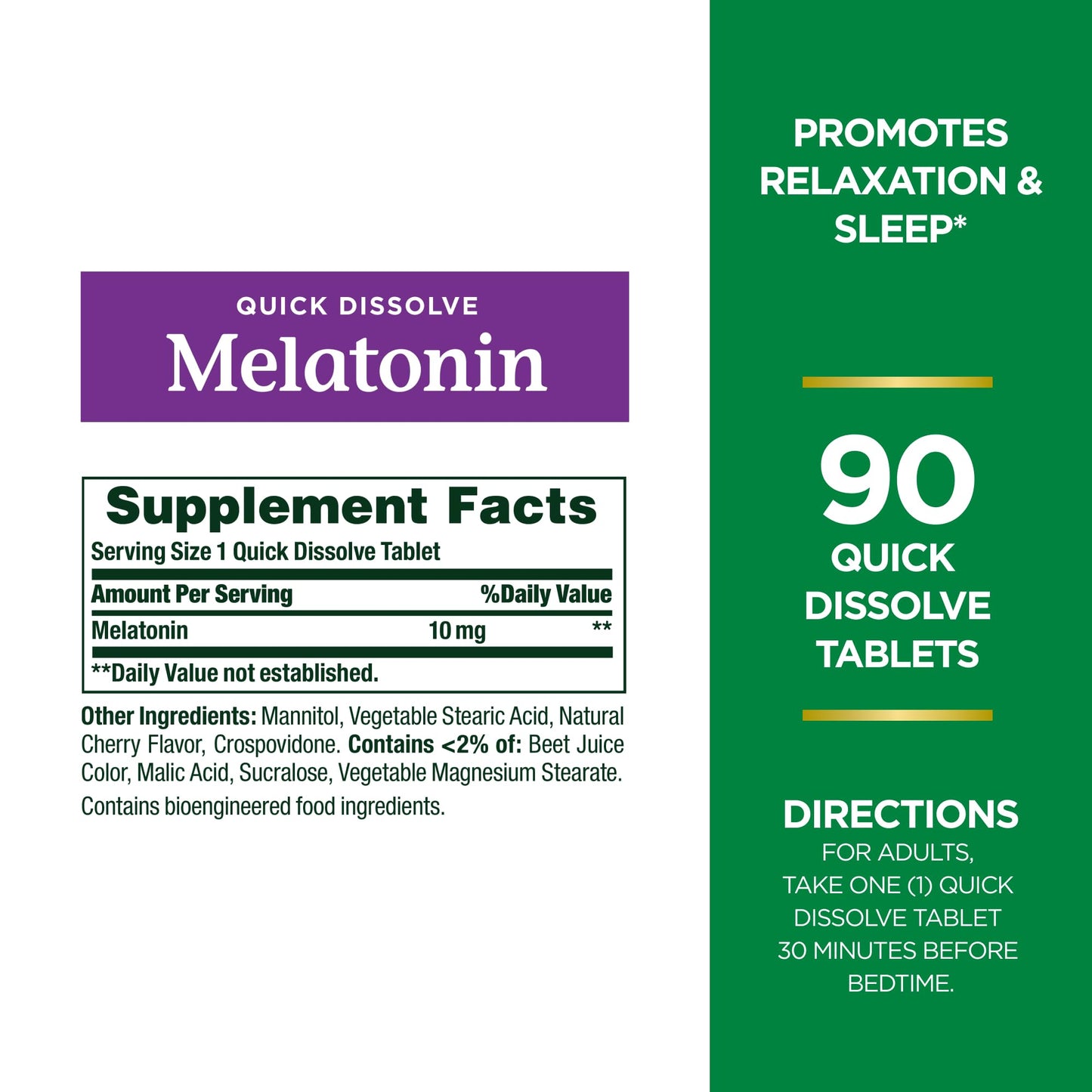Nature's Bounty Melatonin 10mg, Quick Dissolve Sleep Aid, Dietary Supplement, Promotes Relaxation and Sleep Health, Cherry Flavor, 90 Quick Dissolve Vegetarian Tablets