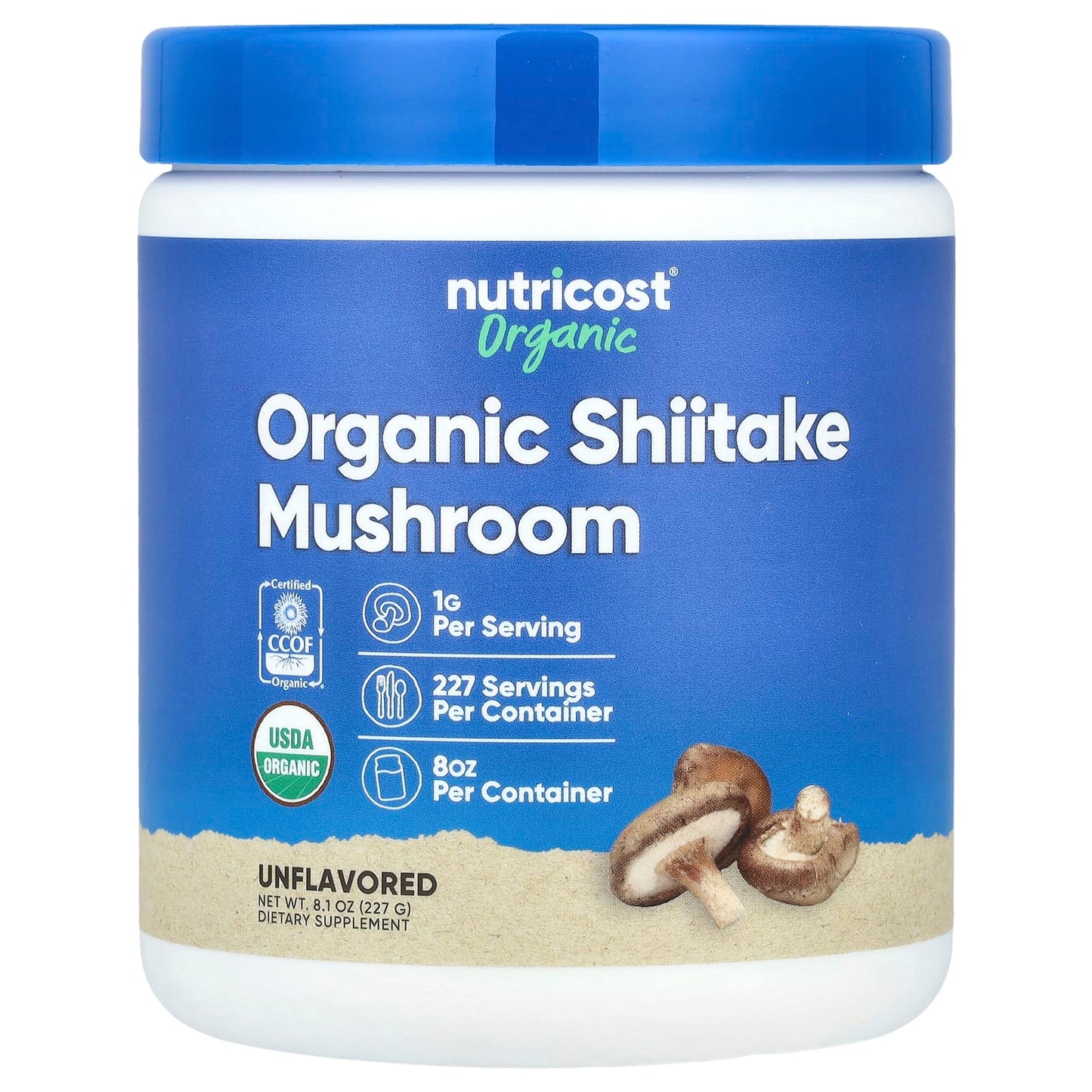 Nutricost
Organic Shiitake Mushroom Powder, Unflavored, 8 oz (227 g)