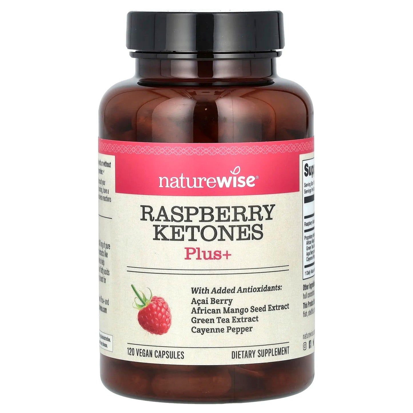 NatureWise
Raspberry Ketones Plus+, 120 Vegan Capsules
