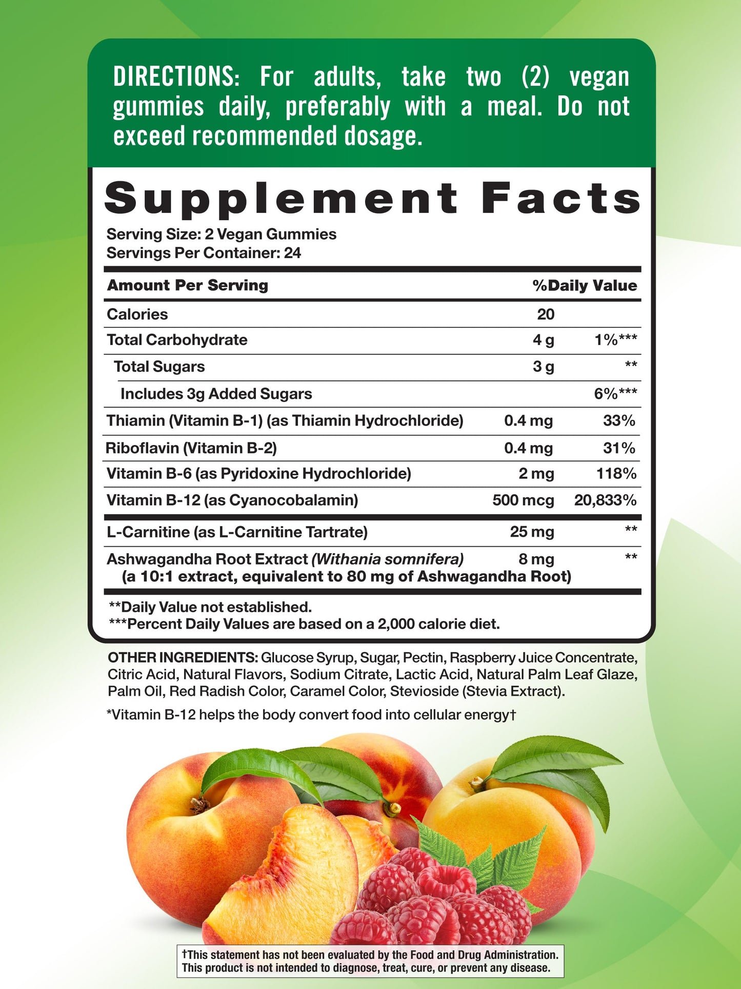 Nature's Truth Vitamin B Complex Gummies | 48 Count | with B-Vitamins, L-Carnitine & Ashwagandha | Vegan, Non-GMO & Gluten Free Supplement