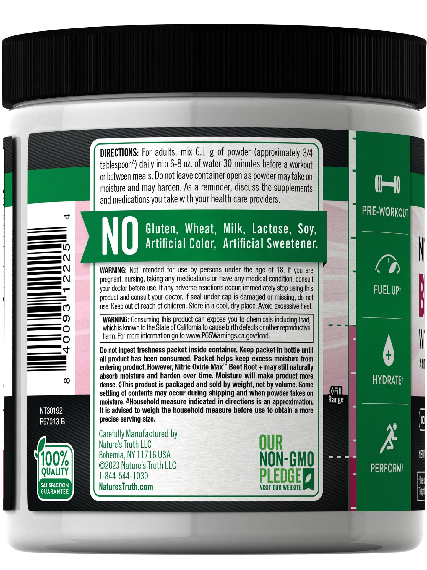 Nature's Truth Beet Root Powder | 7.73 oz | Nitric Oxide Supplement for Men and Women | Vegan, Non-GMO & Gluten Free Pre-Workout | Mixed Berry Flavor