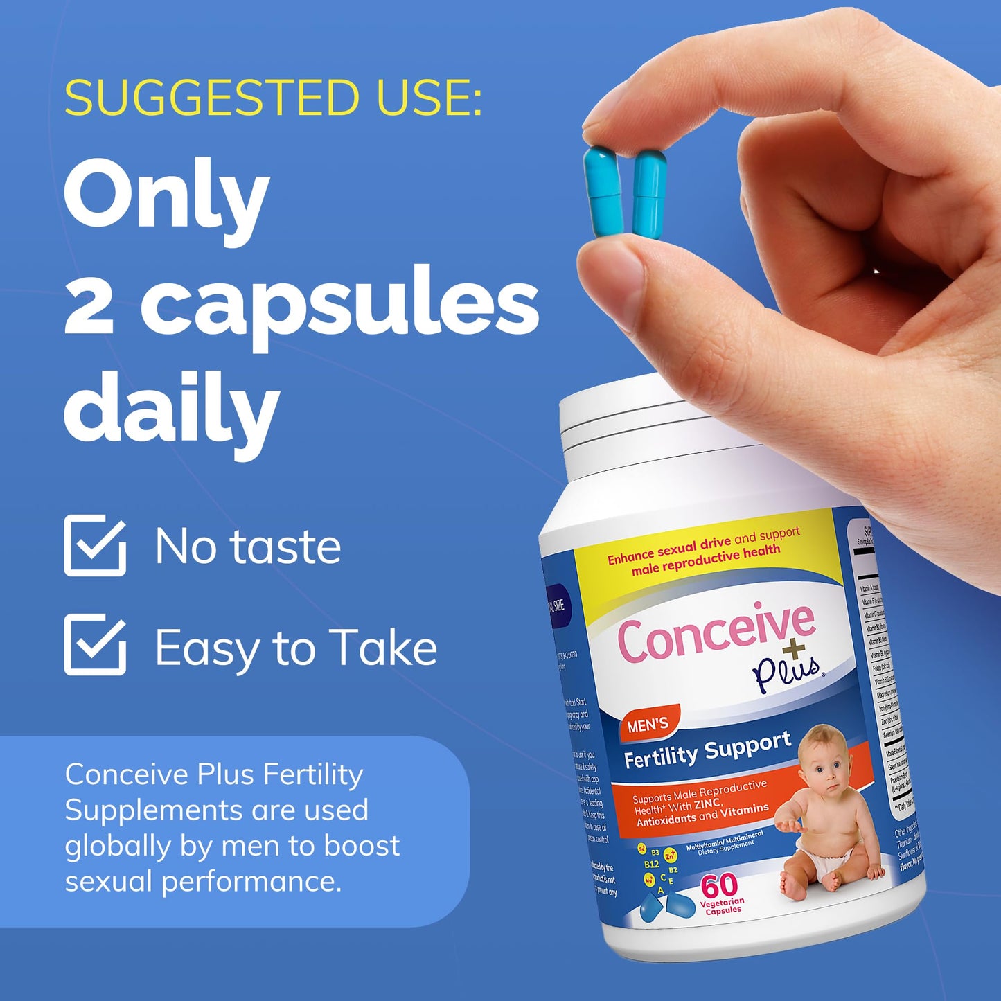 Pre-Order | Arrives in 5–10 Days – CONCEIVE PLUS Mens Fertility Bundle, Fertility Vitamins 60 Count and Fertility Lubricant 2.5 Ounce