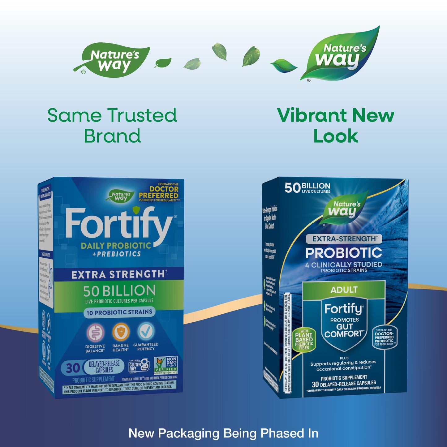 Nature's Way Extra Strength(1) Fortify Probiotic, Prebiotics, 50 Billion Live Cultures, Digestive and Immune Health Support*, 30 Capsules (Packaging May Vary)