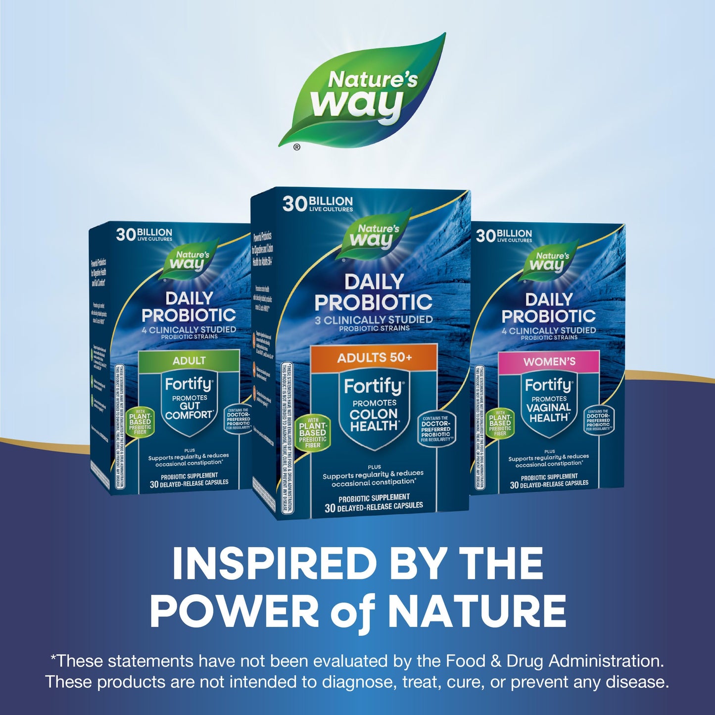 Nature's Way Fortify 50+ Daily Probiotic for Men and Women, 30 Billion Live Cultures, Colon, Digestive, and Immune Health Support* Supplement, 30 Capsules