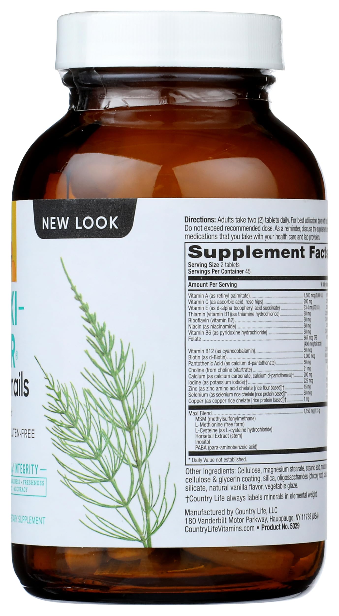 Pre-Order | Arrives in 5–10 Days – Country Life Maxi-Hair Supplement - 2000mcg Biotin & Vitamins for Hair, Skin & Nails - Certified Gluten-Free & Vegetarian - Supports Hair Growth, 90 Tablets