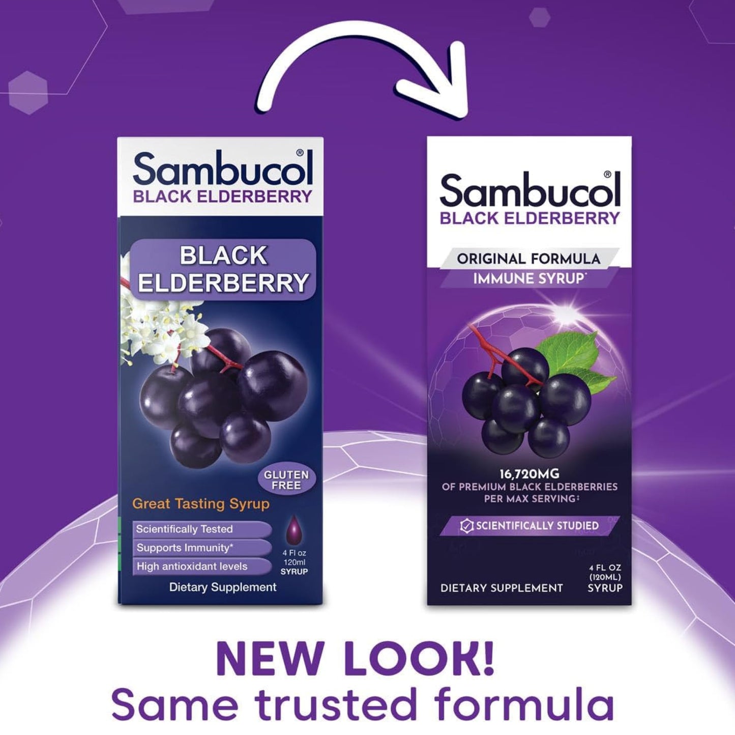 Sambucol Black Elderberry Syrup - Sambucus Elderberry Syrup, Black Elderberry Liquid, Immune Support for Kids and Adults, High Antioxidants, Gluten Free - Original Formula, 4 Fl Oz, 2-Pack