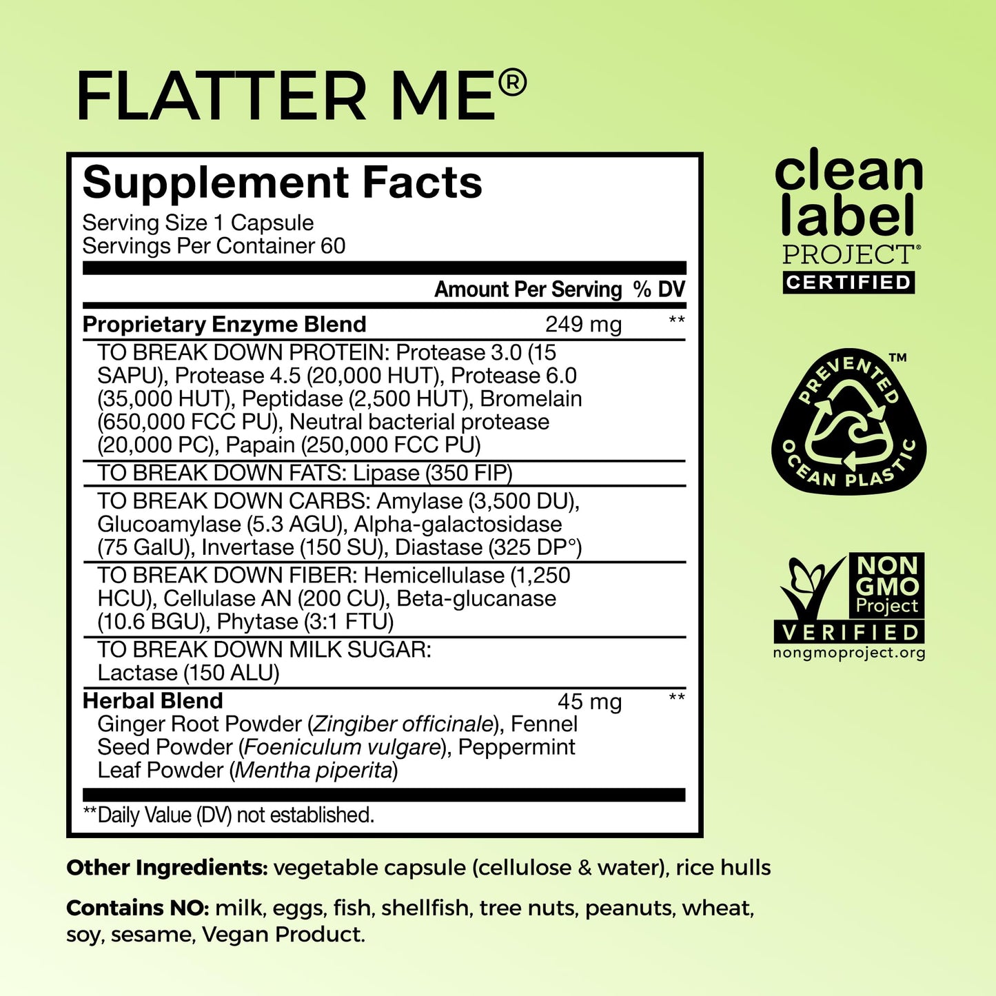 HUM Flatter Me Digestive Enzymes Bloating Supplement - Fast-Acting Bloat Relief for Digestive Health & Debloating Multi Enzyme | Bloat Pills, Anti Bloat Pills, Vegan 60 Servings
