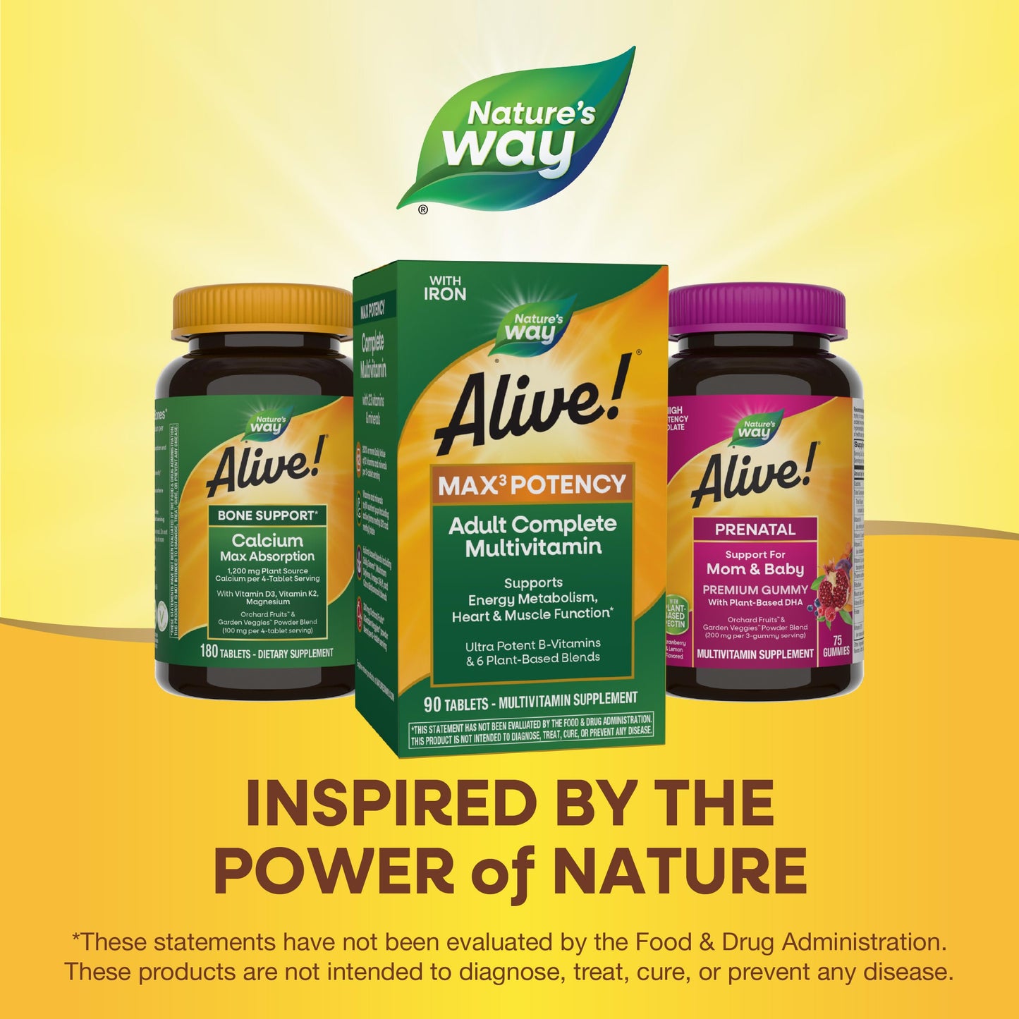 Nature's Way Alive! Max3 Potency Multivitamin, Ultra Potency B-vitamins to Support Energy Metabolism*, with Methylated B12 and Folate, 90 Tablets