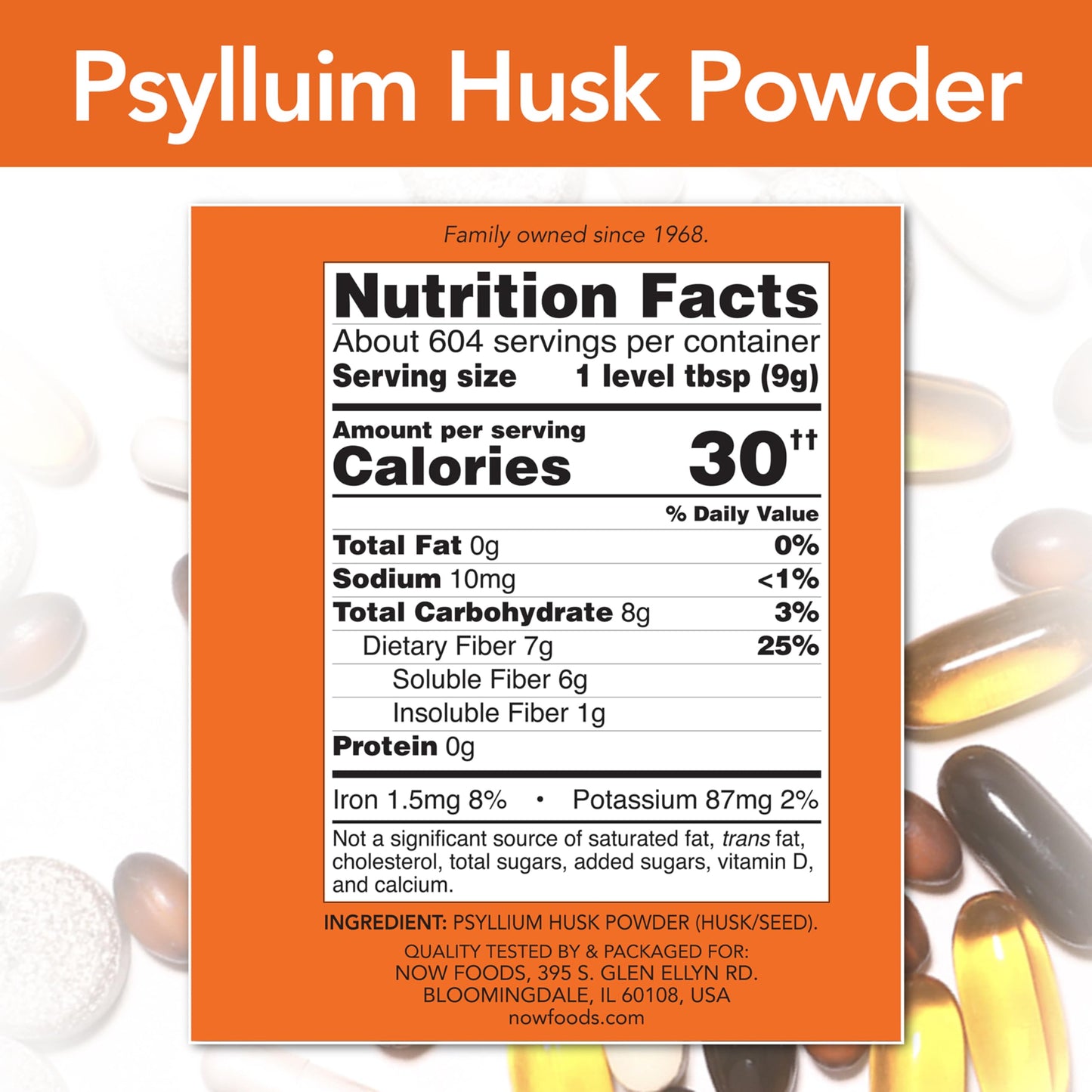 NOW Foods Supplements, Psyllium Husk Powder, Non-GMO Project Verified, Soluble Fiber, 12-Pound