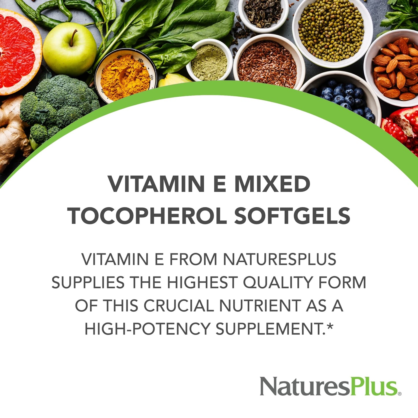NaturesPlus Vitamin E - 400 iu Mixed D-Tocopherol, 60 Softgels - Easy to Swallow Vitamin E Supplement, Derived from Natural Soybean Oil - Free-Radical Defense - Gluten-Free - 60 Servings