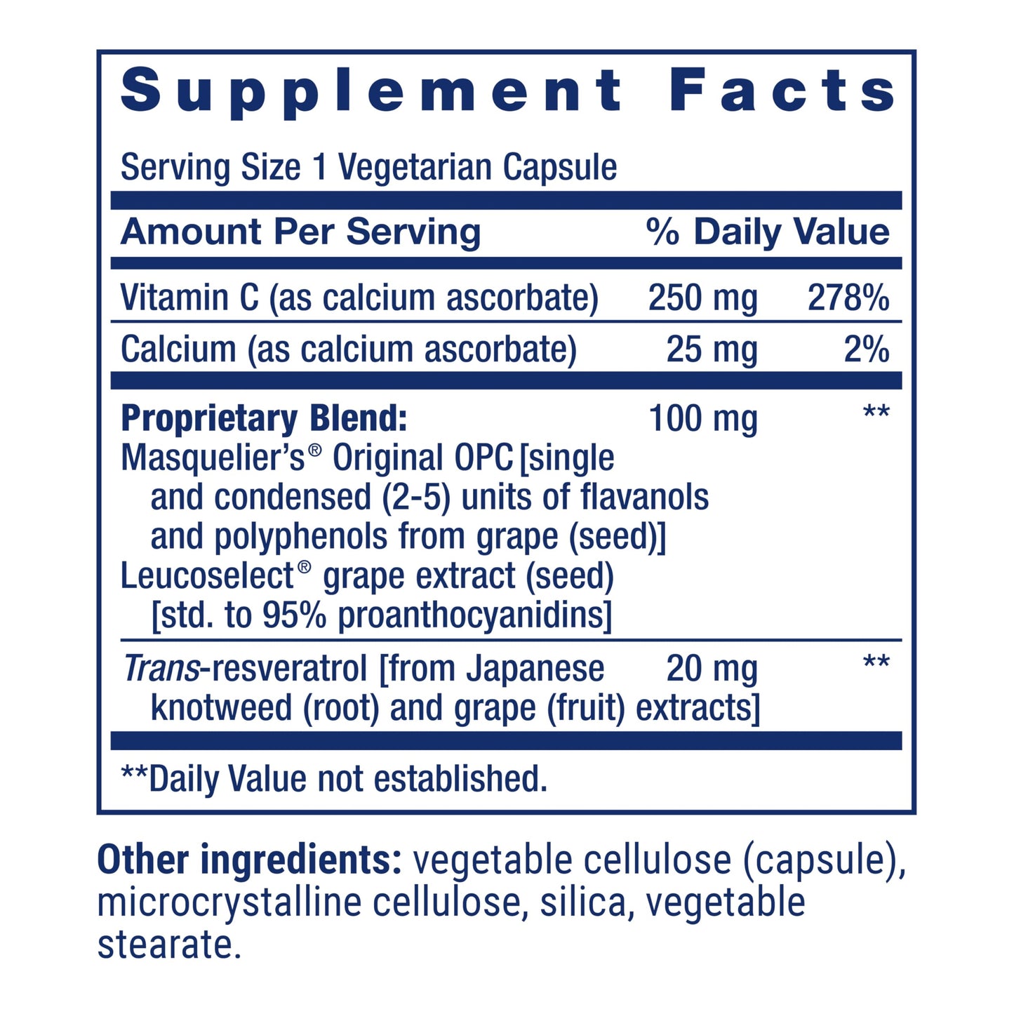 Life Extension Grapeseed Extract, Vitamin C, Calcium, resveratrol, polyphenols, Cardiovascular Health, antioxidant Protection, Gluten-Free, Non-GMO, Vegetarian, 60 Capsules