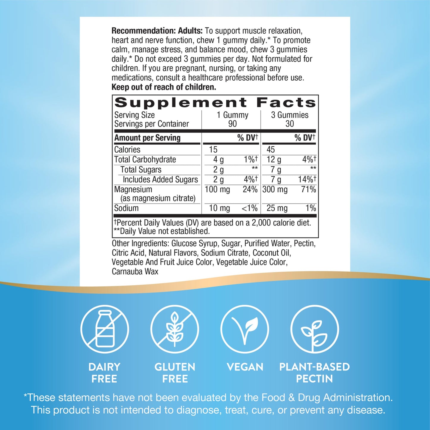 Nature’s Way Magnesium Gummies, Promotes Calm*, with Magnesium Citrate, Raspberry and Blackberry Flavored, 90 Gummies
