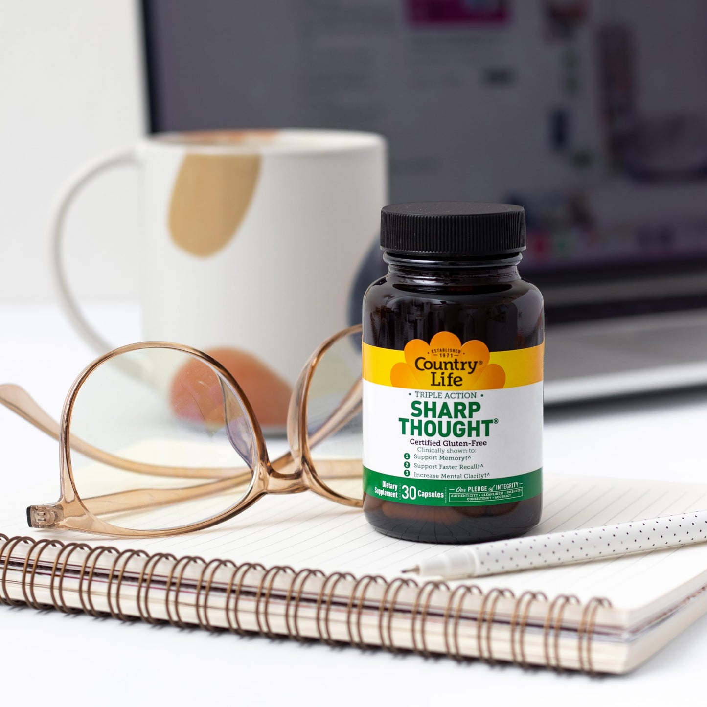 Pre-Order | Arrives in 5–10 Days – Country Life Sharp Thought 30 Capsules, Certified Gluten Free…