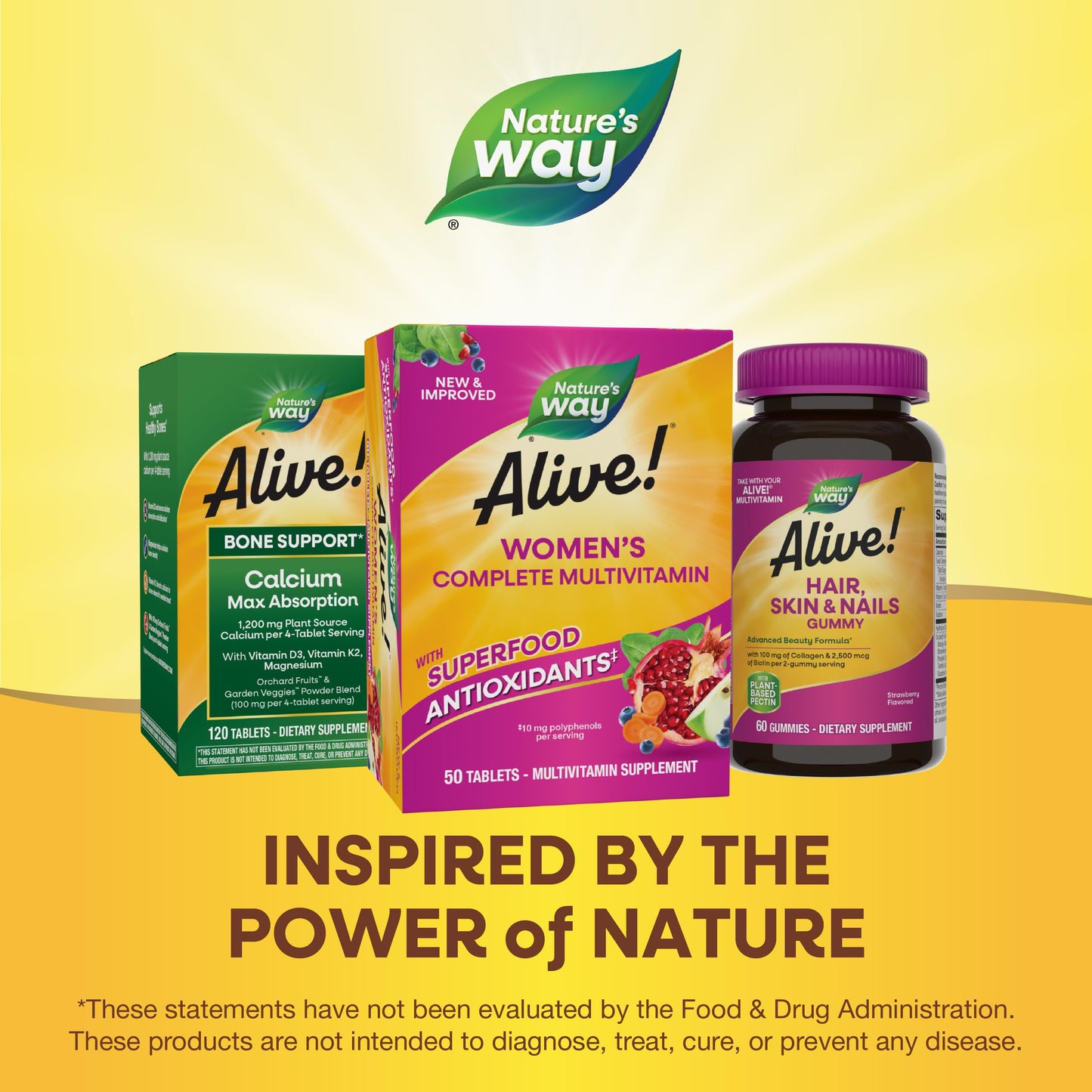 Nature's Way Alive! Women’s Complete Multivitamin, Supports Energy Metabolism and Hair, Skin & Nails, Superfood Antioxidants, B-Vitamins, 50 Tablets (Packaging May Vary)