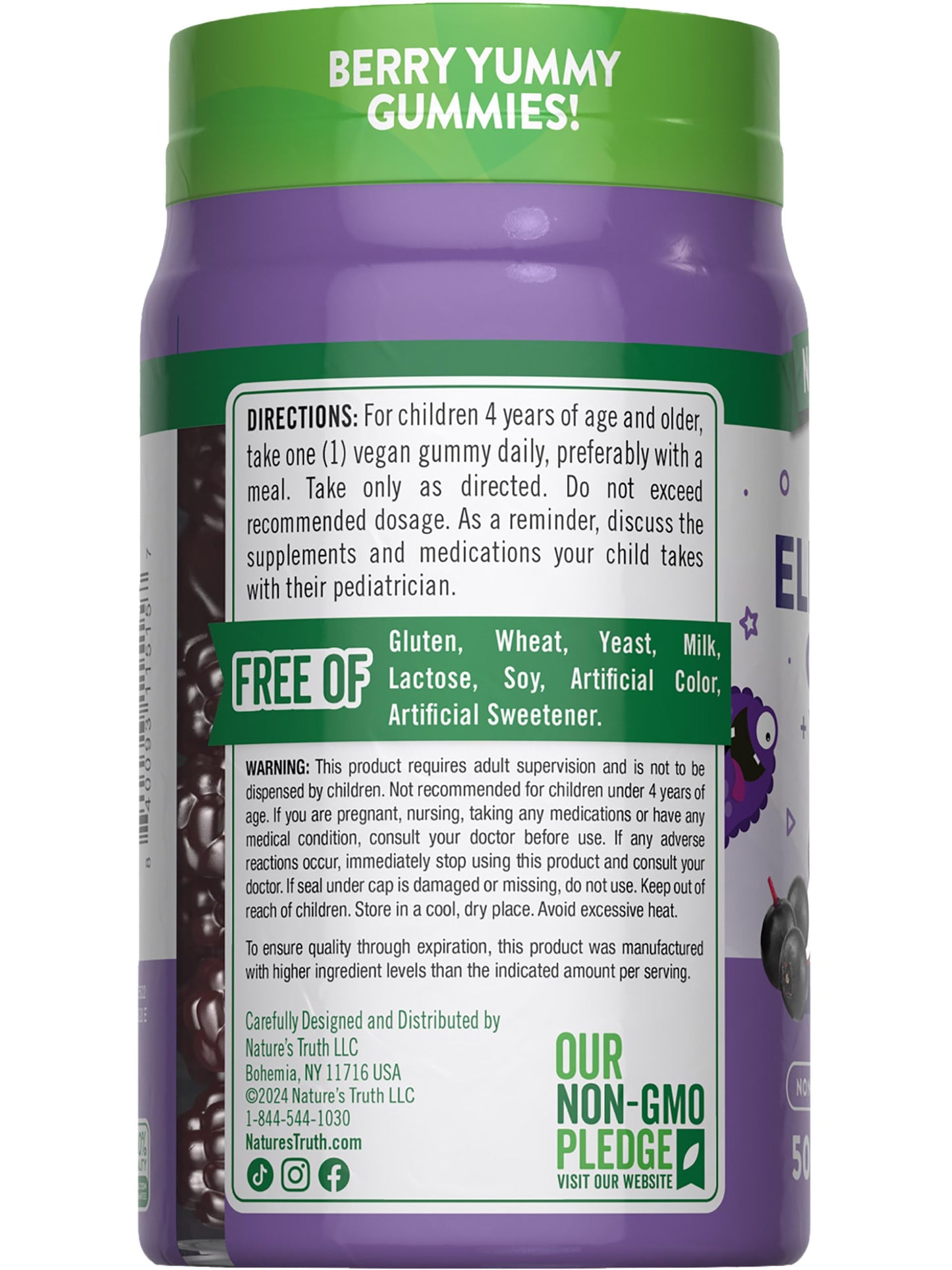 Nature's Truth Kids Elderberry Gummies | 50 Count | with Zinc and Vitamin C | Vegan, Non-GMO & Gluten Free Supplement