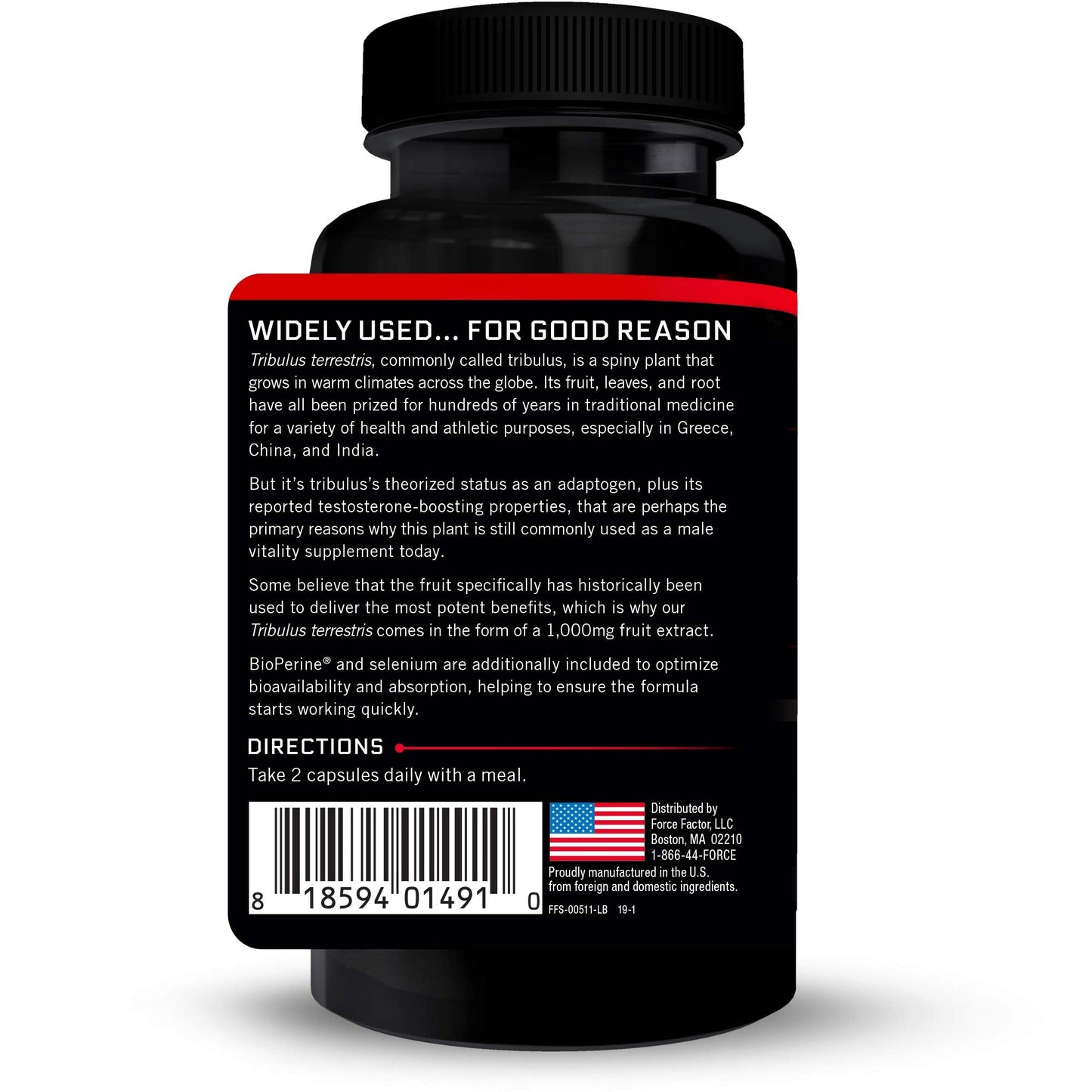Force Factor Tribulus Terrestris for Men, Testosterone Booster and Male Vitality Supplement, Tribulus Extract and Natural Ingredients for Superior Absorption, Fundamental Series, 1000mg, 60 Capsules