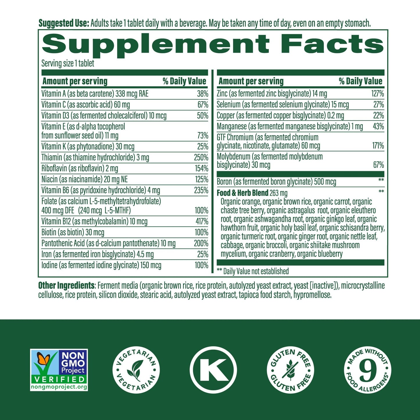 MegaFood Women's 40+ One Daily Multivitamin for Women - with Vitamin B12, B6, C, D, Zinc & Iron – Plus Real Food - Immune Support - Bone Health - Non-GMO - Vegetarian - 60 Tabs