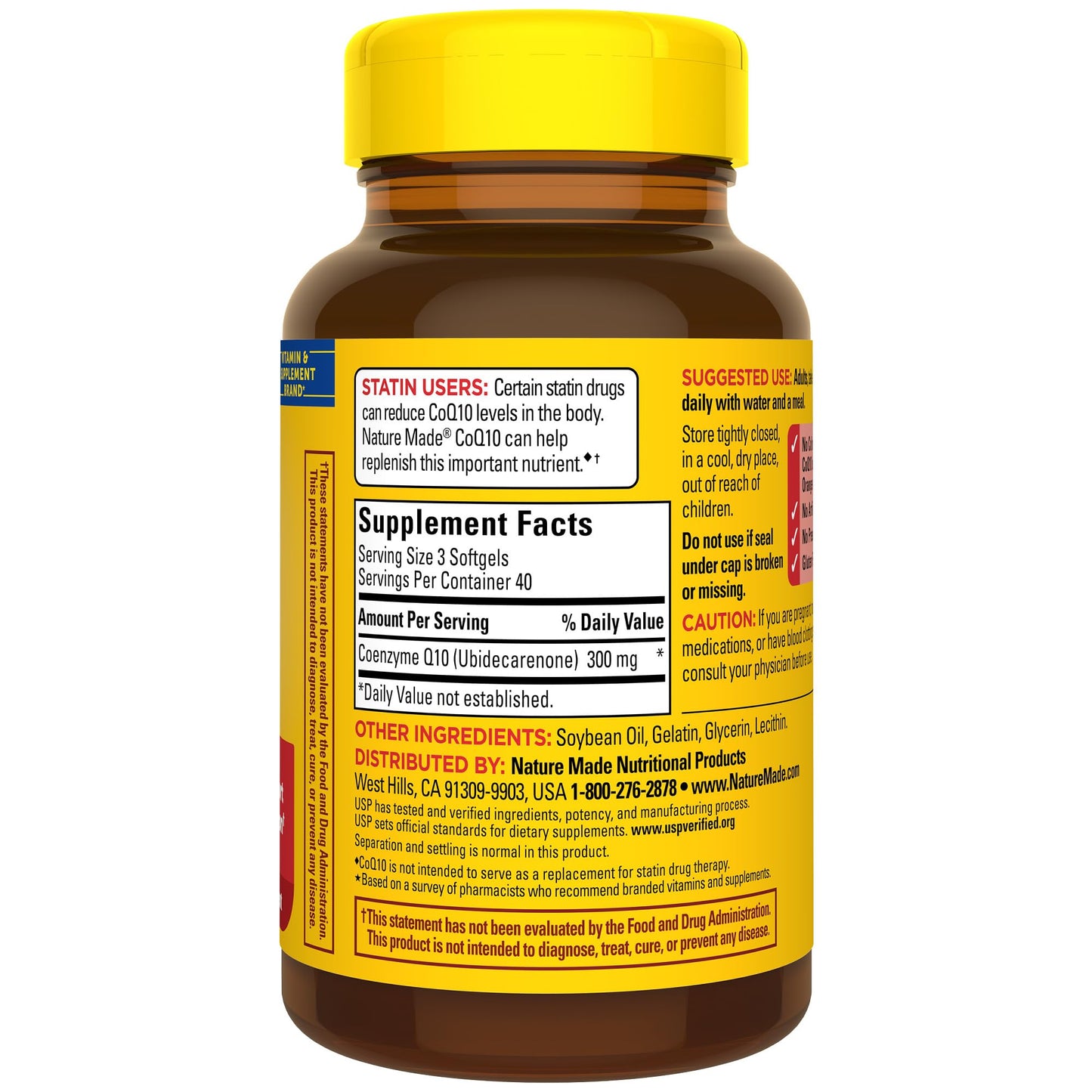 Nature Made CoQ10 300mg per 3 Softgels, Heart Health & Antioxidant Support, 120 Softgels, 40 Day Supply