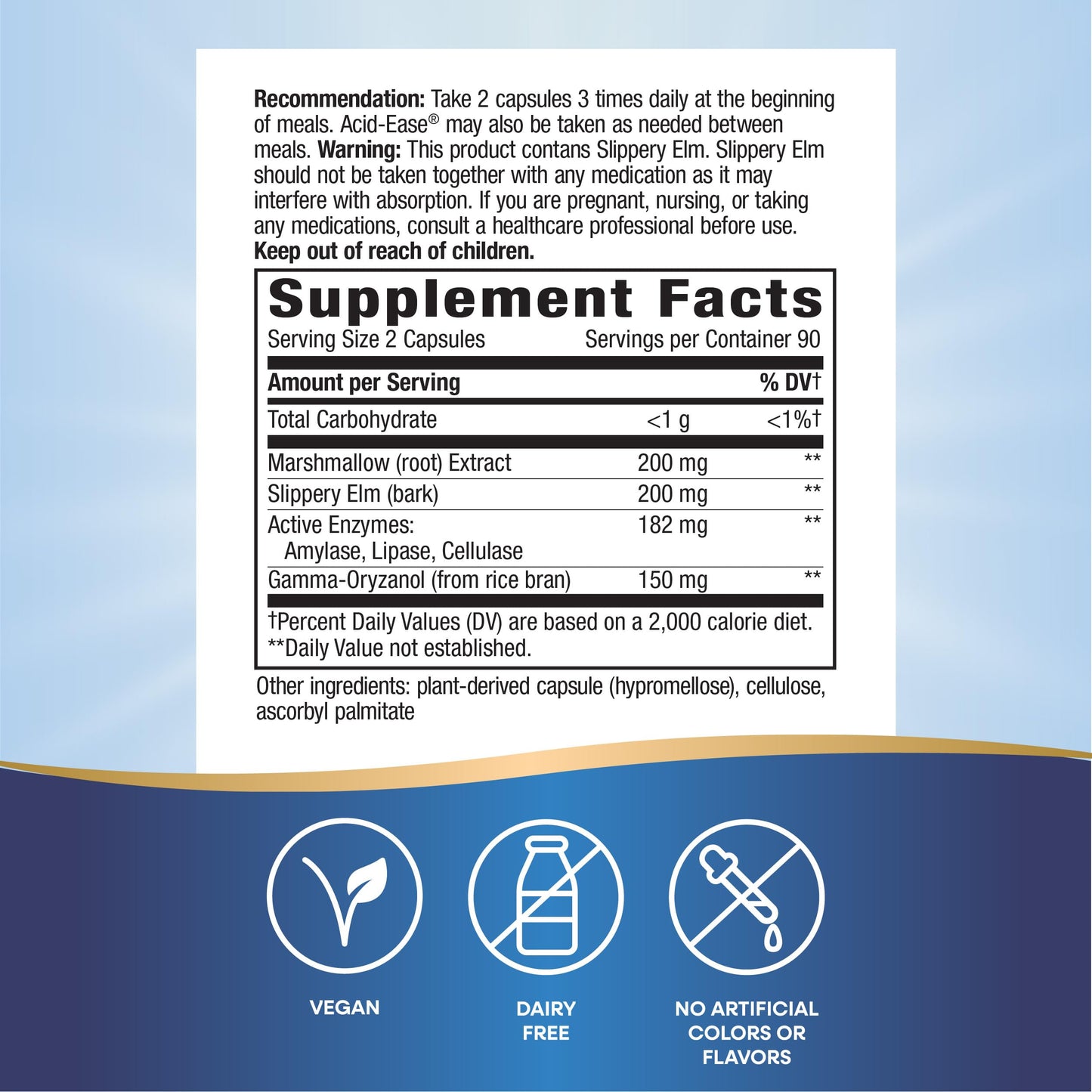 Nature's Way Acid-Ease Digestion Formula, Digestive Support Supplement for Sensitive Stomachs*, 180 Vegan Capsules