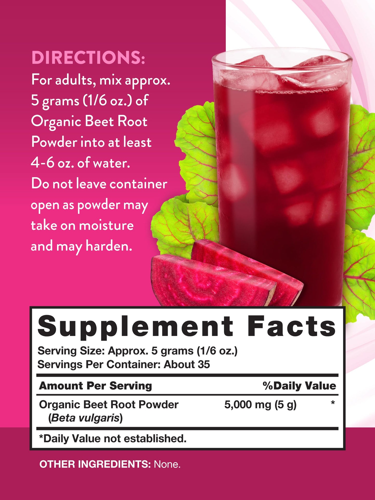 Nature's Truth Organic Beet Root Powder | 6.1 oz | Vegan, Non-GMO & Gluten Free Supplement