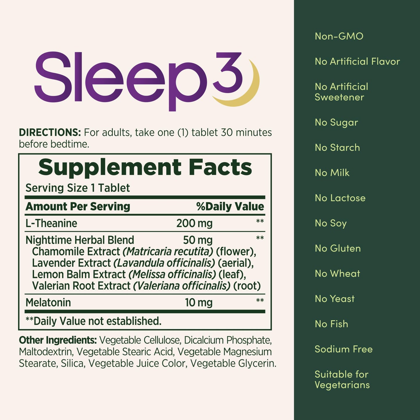 Nature's Bounty Melatonin, Sleep3 Maximum Strength 100% Drug Free Sleep Aid, L-Theanine & Nighttime Herbal Blend Time Release Technology, 10mg, 30 Tri-Layered Tablets