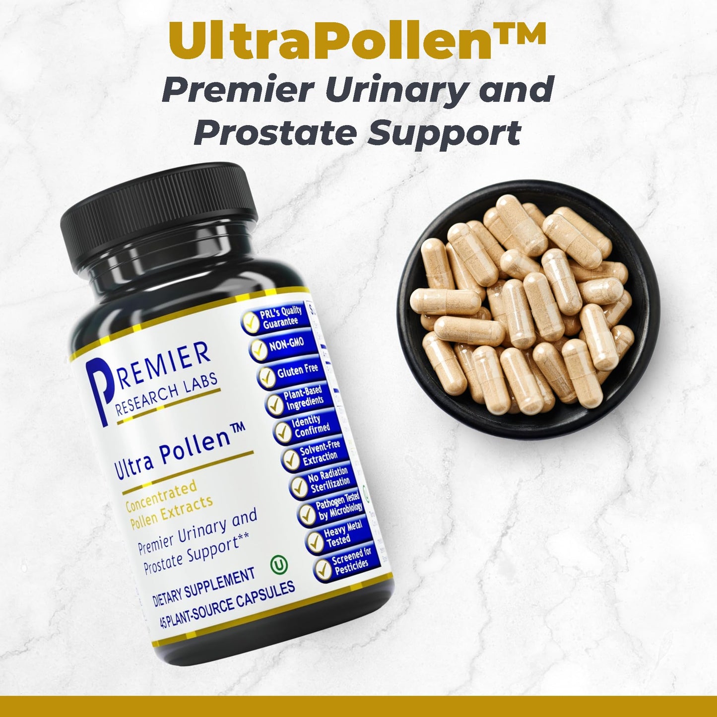 Premier Research Labs UltraPollen - Bee Pollen Supplement, Rye Pollen Extract, Prostate Health, Bee Pollen Extract from Rye Flower with Amino Acids, Supplement for Men & Women- 45 Vegetarian Capsules