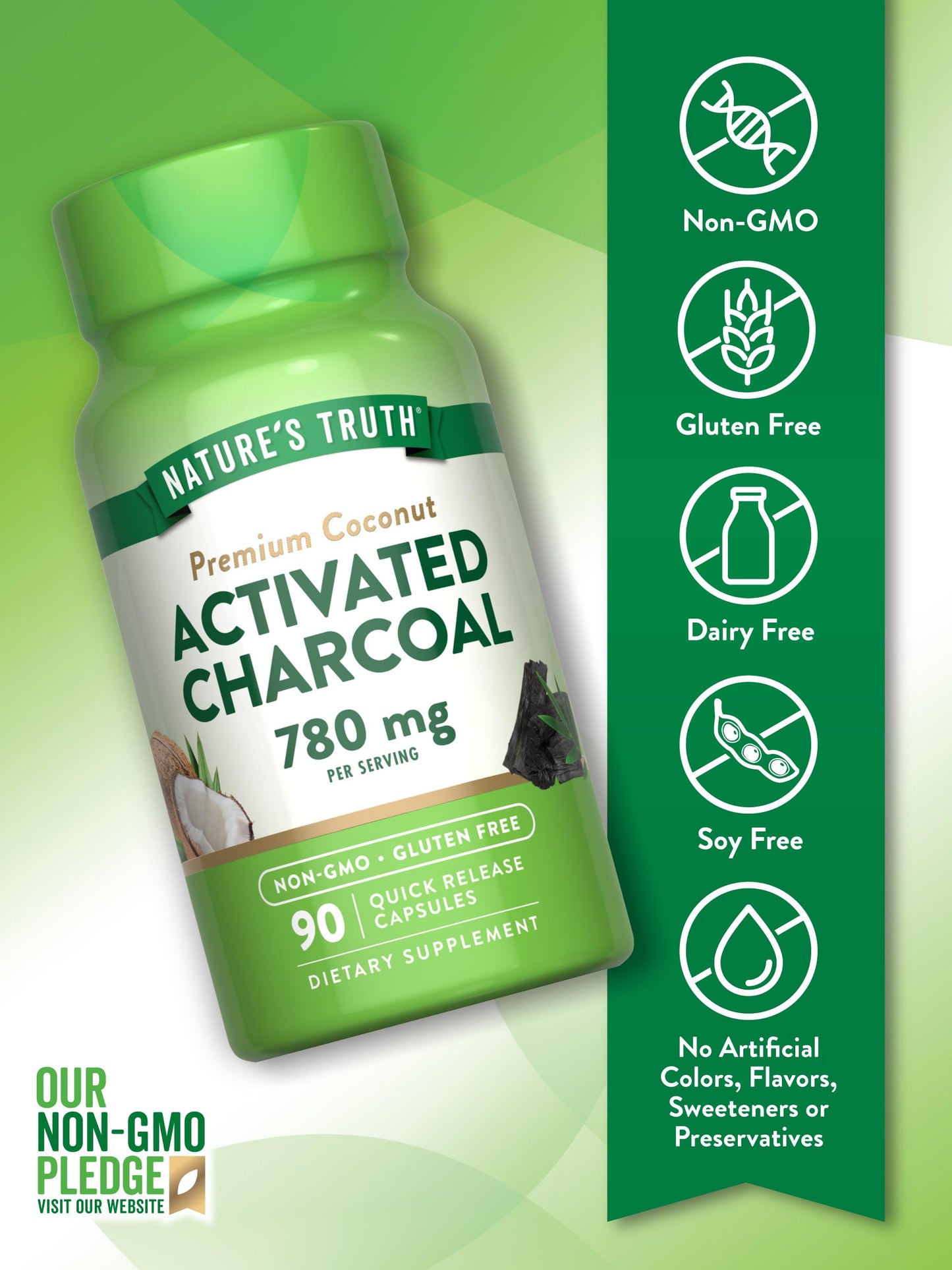 Nature's Truth Activated Charcoal Capsules | 90 Count | Non-GMO & Gluten Free Supplement