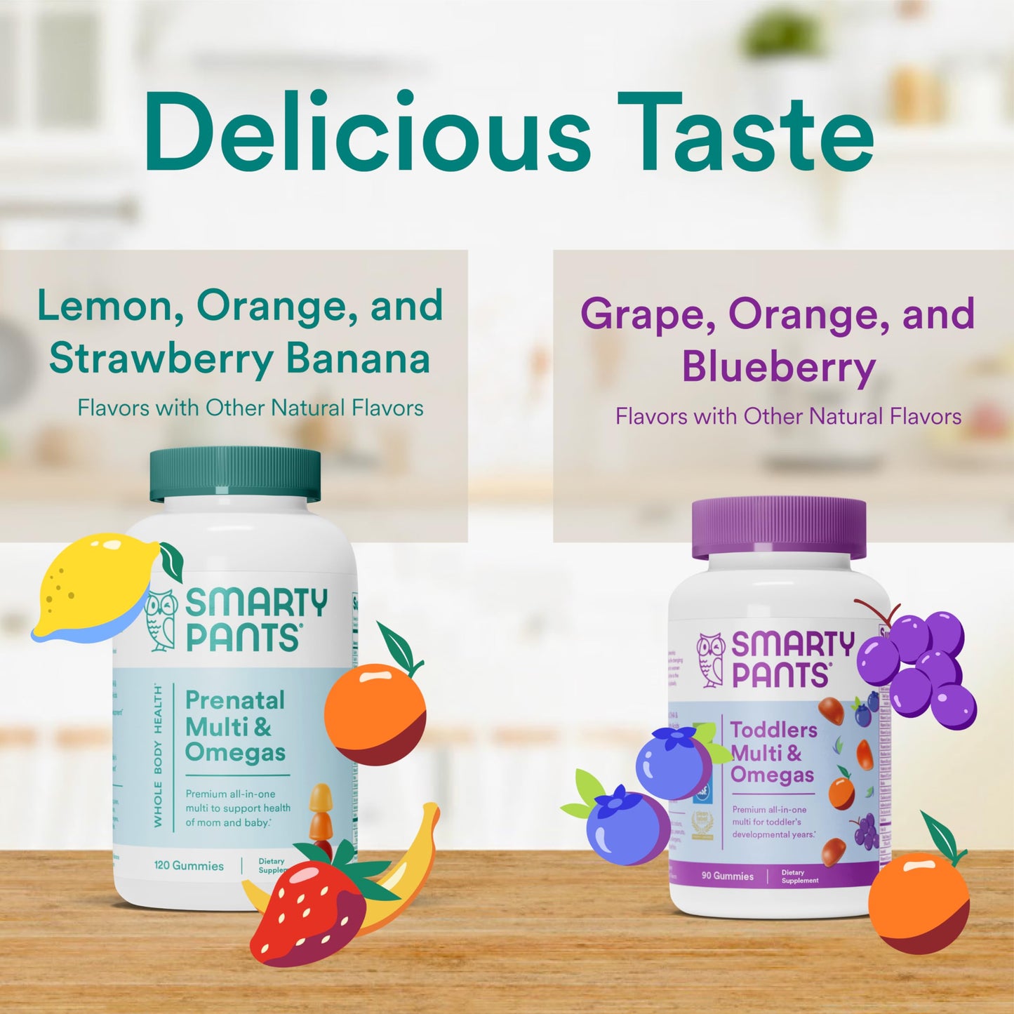SmartyPants Prenatal and Toddler Multivitamin Gummies Bundle: Omega 3 Fish Oil (EPA/DHA), Biotin, Methylfolate, Vitamin D3, C, Vitamin B12, B6, A, K & Zinc for Immune Support (30 Day Supply)