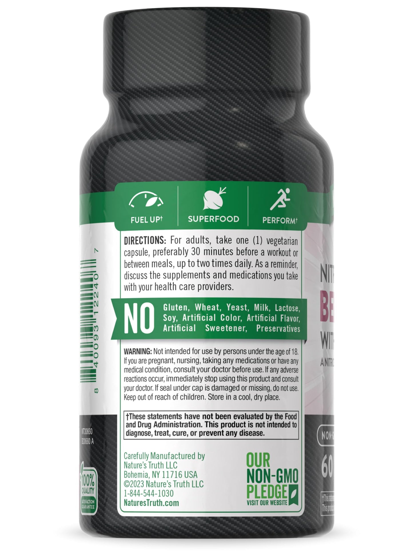 Nature's Truth Beet Root Capsules | 60 Count | Nitric Oxide for Men and Women | Vegan, Non-GMO & Gluten Free Supplement