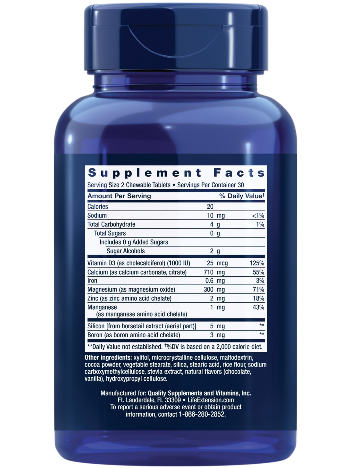 Life Extension Bone Restore Calcium Supplement Chewable Tablets, Bone Health Supplement, Calcium, Vitamin D, Minerals, Gluten Free, Non-GMO, 60 Tablets