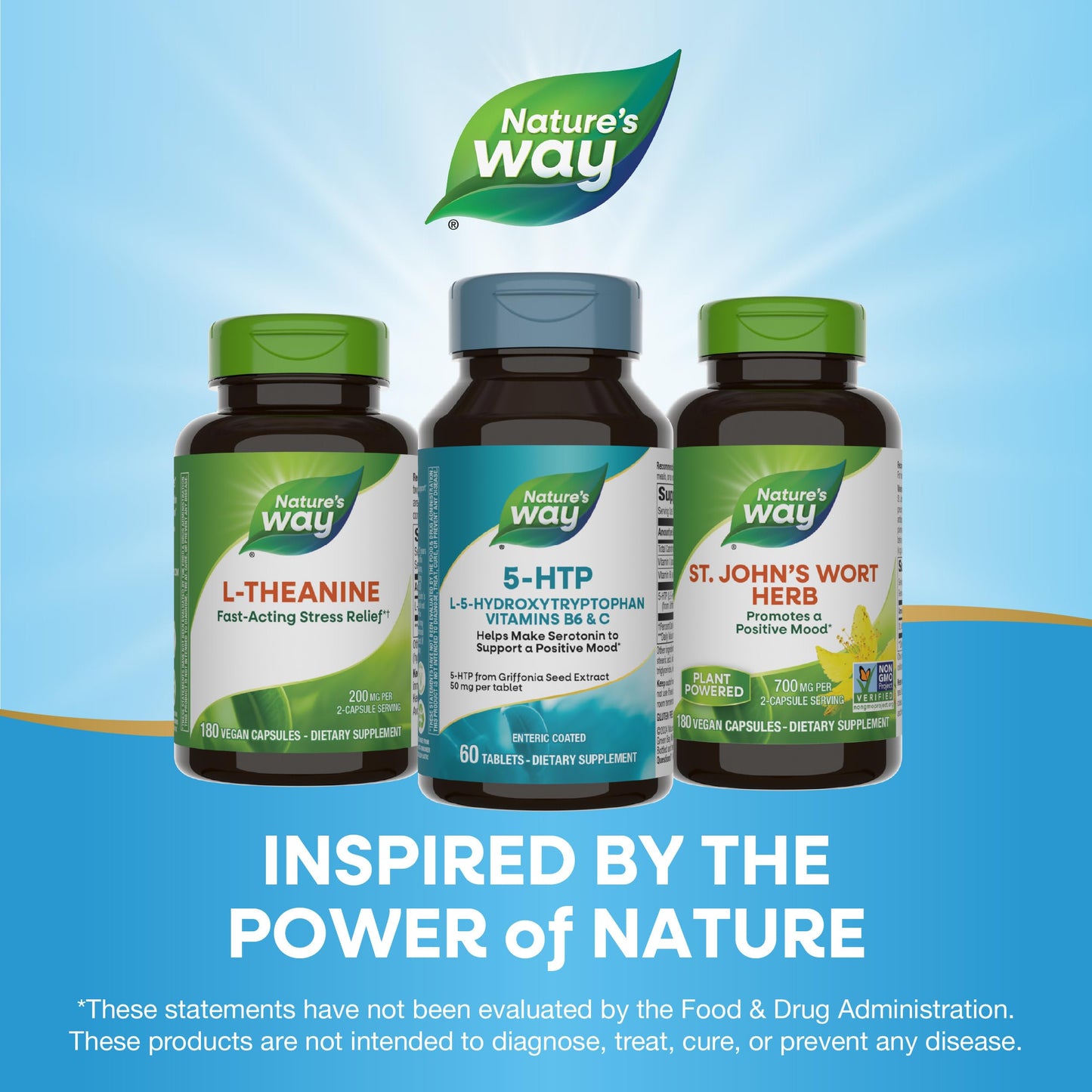Nature's Way 5-HTP, L-5-Hydroxytryptophan, Helps Make Serotonin to Promote a Positive Outlook*, Vitamin B6, Vitamin C, Griffonia Bean Extract, 60 Tablets (Packaging May Vary)