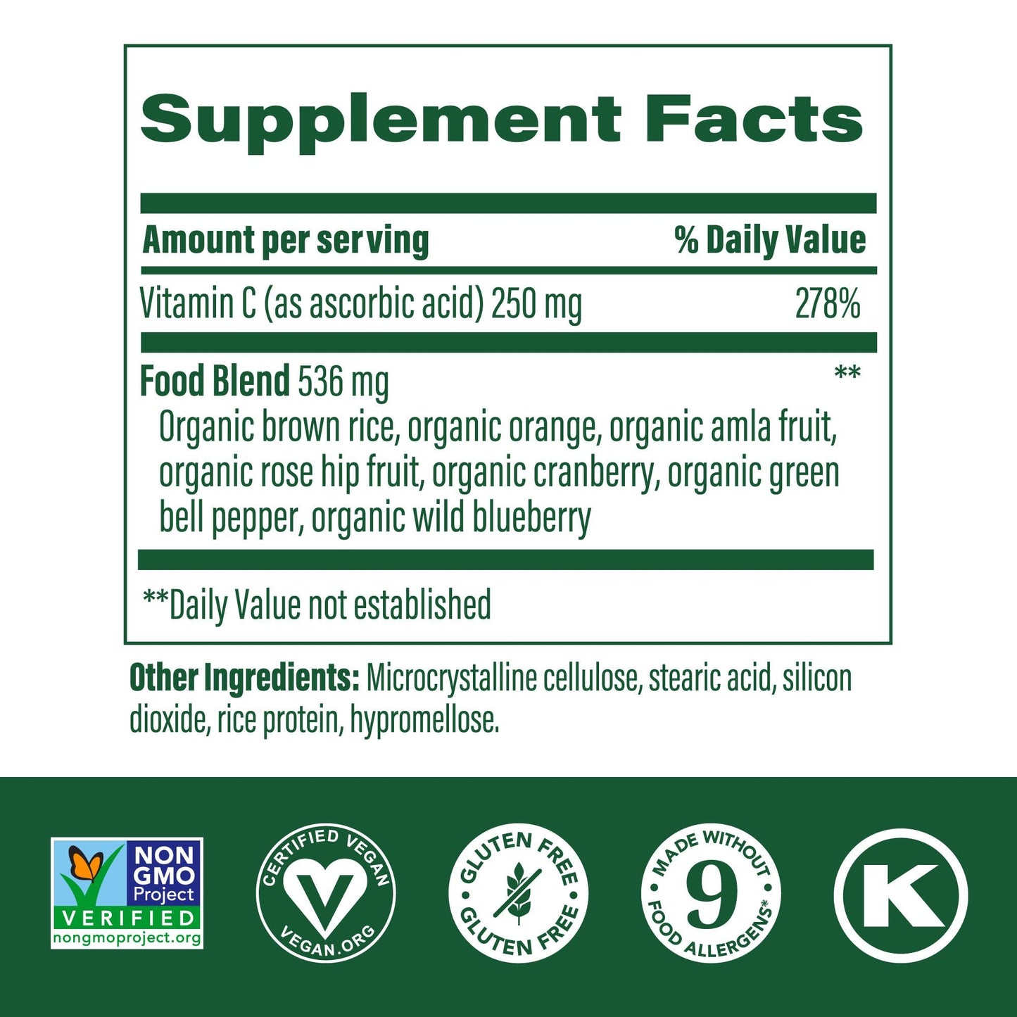 MegaFood Complex C - Vegan Immune Support Supplement with Vitamin C 250 mg, Made with Real Food Including Orange, Cranberry & Brown Rice, Gluten-Free, Kosher - 30 Tablets, 30 Servings