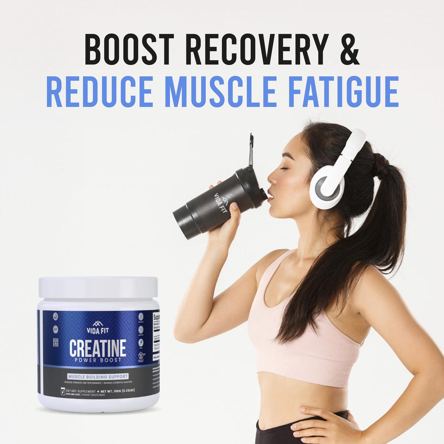 Micronized Creatine Monohydrate Powder, Vegan Creatine Powder Unflavoured, Supplements for Men, Pure Workout Essentials for Women, NSF Certified (150g) (5g Per Serv) (30 Servings) - Vida Fit