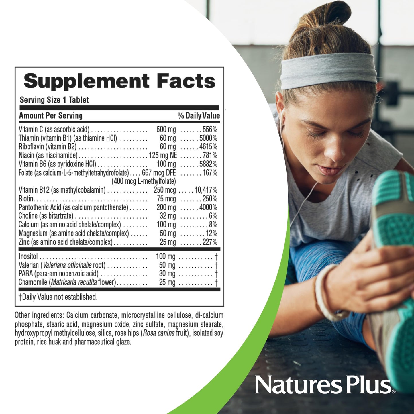 NaturesPlus Mega-Stress Complex, Sustained Release - 90 Vegetarian Tablets - B Complex, Vitamin C Supplement, Chamomile & Herbs - Gluten-Free - 90 Servings