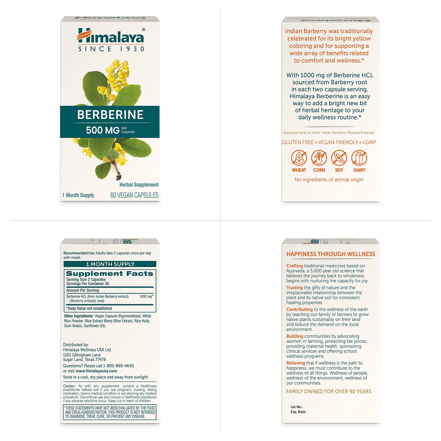 Himalaya Berberine for Balanced Support, Digestion & Immune System Support, 500 mg, 60 Vegetarian Capsules, 1 Month Supply
