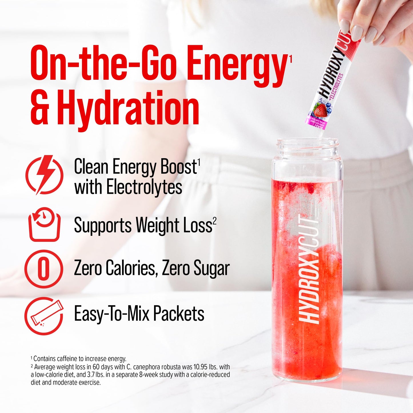 Hydroxycut Drink Mix, Wildberry Blast - 21 Travel-Size Packets - Zero Calories, Zero Sugar - Boost Metabolism, Burn Calories, Increase Energy - For Women & Men
