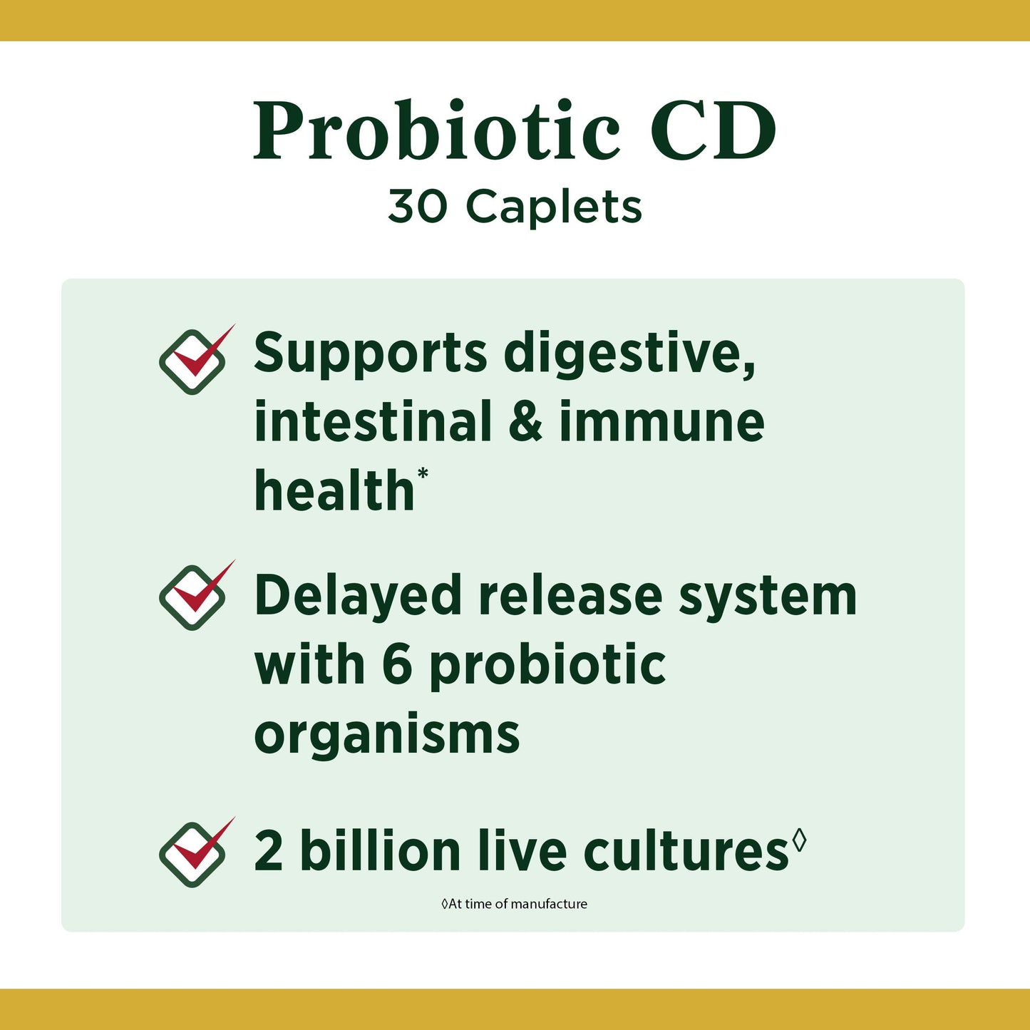 Nature's Bounty Probiotic, Controlled Delivery Dietary Supplement, Delivers Friendly Bacteria to Digestive, and Immune Systems, 30 Caplets