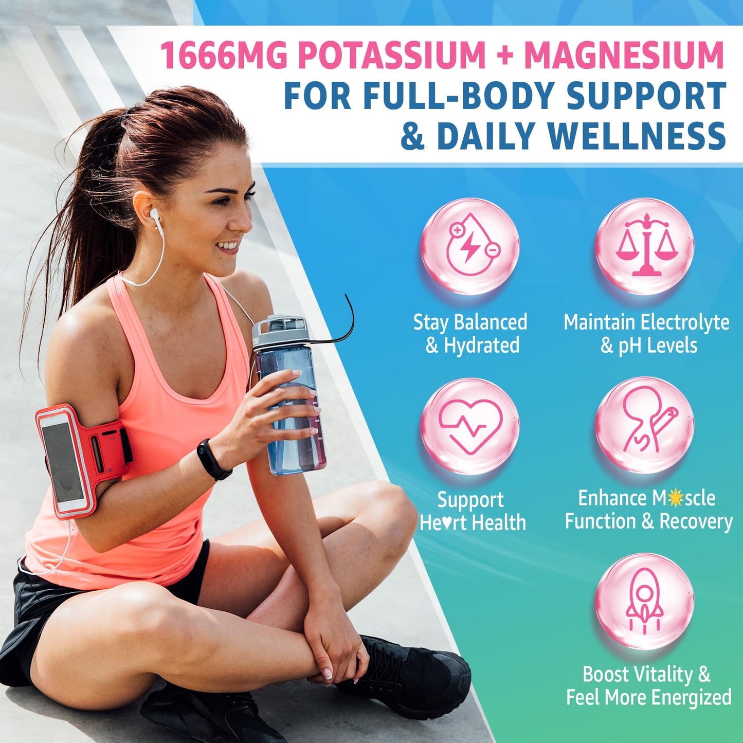 Potassium Citrate Gummies 1666mg for Adults - Potassium Supplement, Magnesium Glycinate, Zinc, B6, B12 & C â Electrolyte Gummies for Energy, Recovery & Leg Cramps, Vegan 60 Cts