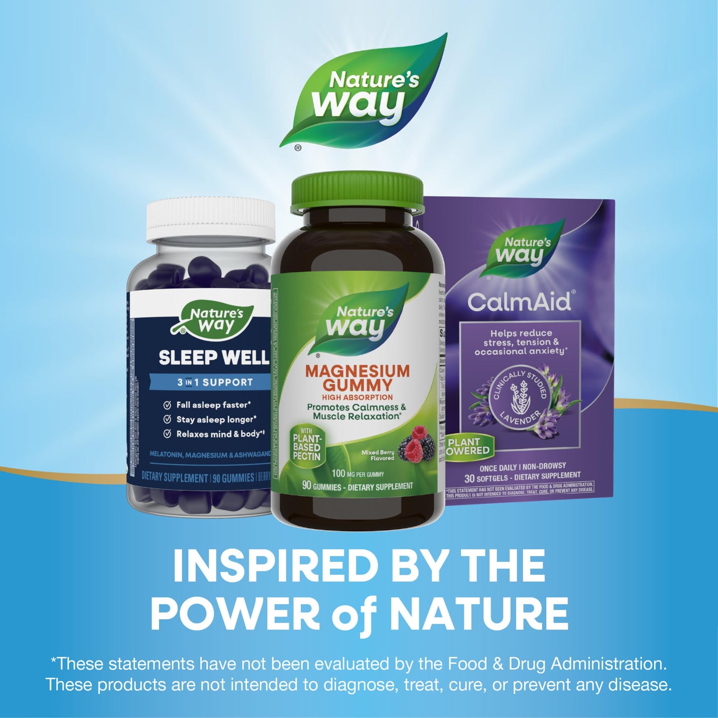 Nature’s Way Magnesium Gummies, Promotes Calm*, with Magnesium Citrate, Raspberry and Blackberry Flavored, 90 Gummies