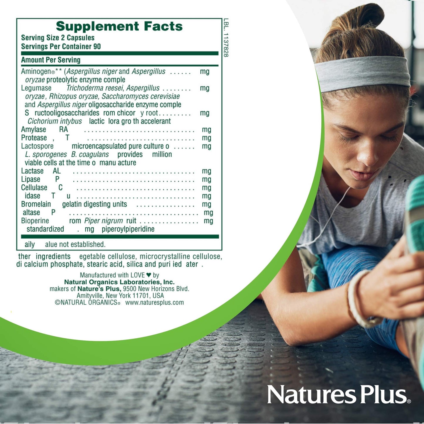 Natures Plus ActiZyme - 180 Vegetarian Capsules - Gut Health Supplement, Contains Digestive Enzymes, Probiotics, Aminogen, Bioperine - Gluten-Free - 90 Servings