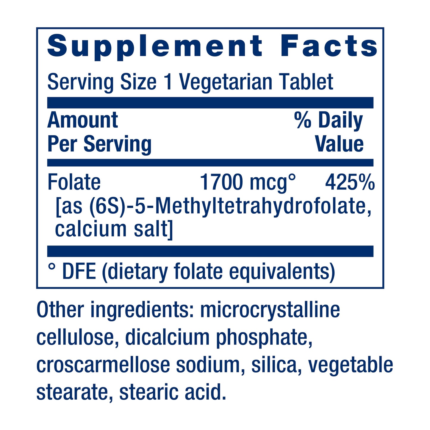 Life Extension Optimized Folate – L-methylfolate – Heart & Brain Support, Healthy Homocysteine Levels – Non-GMO, Gluten-Free, Vegetarian – 1700 mcg DFE, 100 Vegetarian Tablets