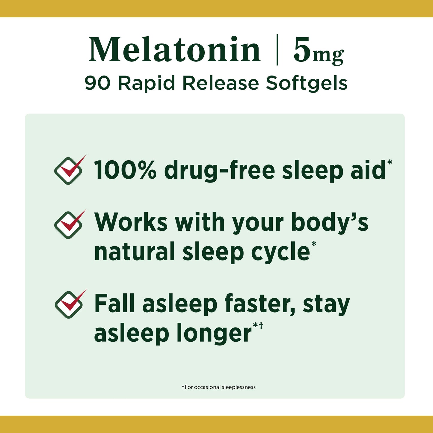 Nature's Bounty Melatonin, 100% Drug Free Sleep Aid, Dietary Supplement, Promotes Relaxation and Sleep Health, 5mg, 90 Softgels