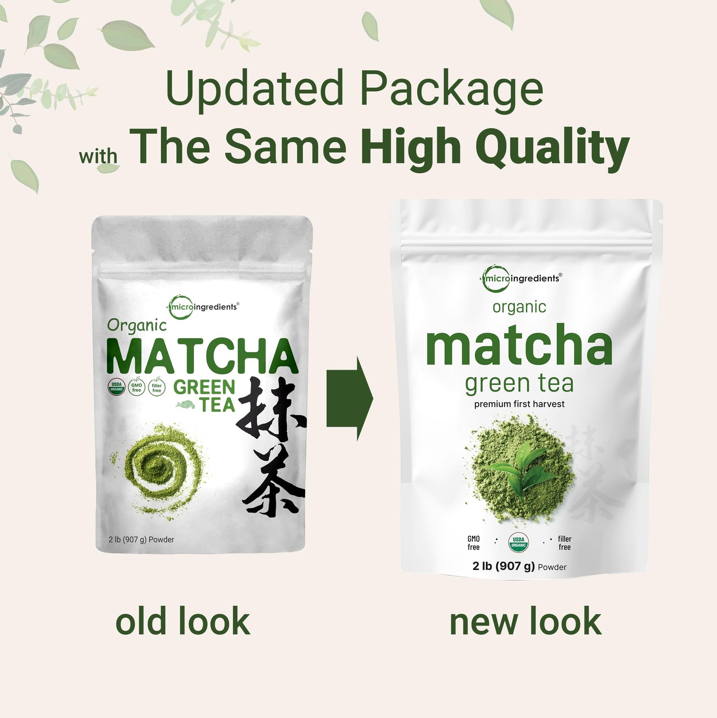 Pre-Order | Arrives in 5–10 Days – Organic Matcha Green Tea Powder, 2 Pound (32 Ounce) | Culinary Grade, Unflavored, First Harvest Authentic Japanese Origin, 100% Pure Matcha for Smoothies, Latte, and Baking | Non-GMO, 0 Calories