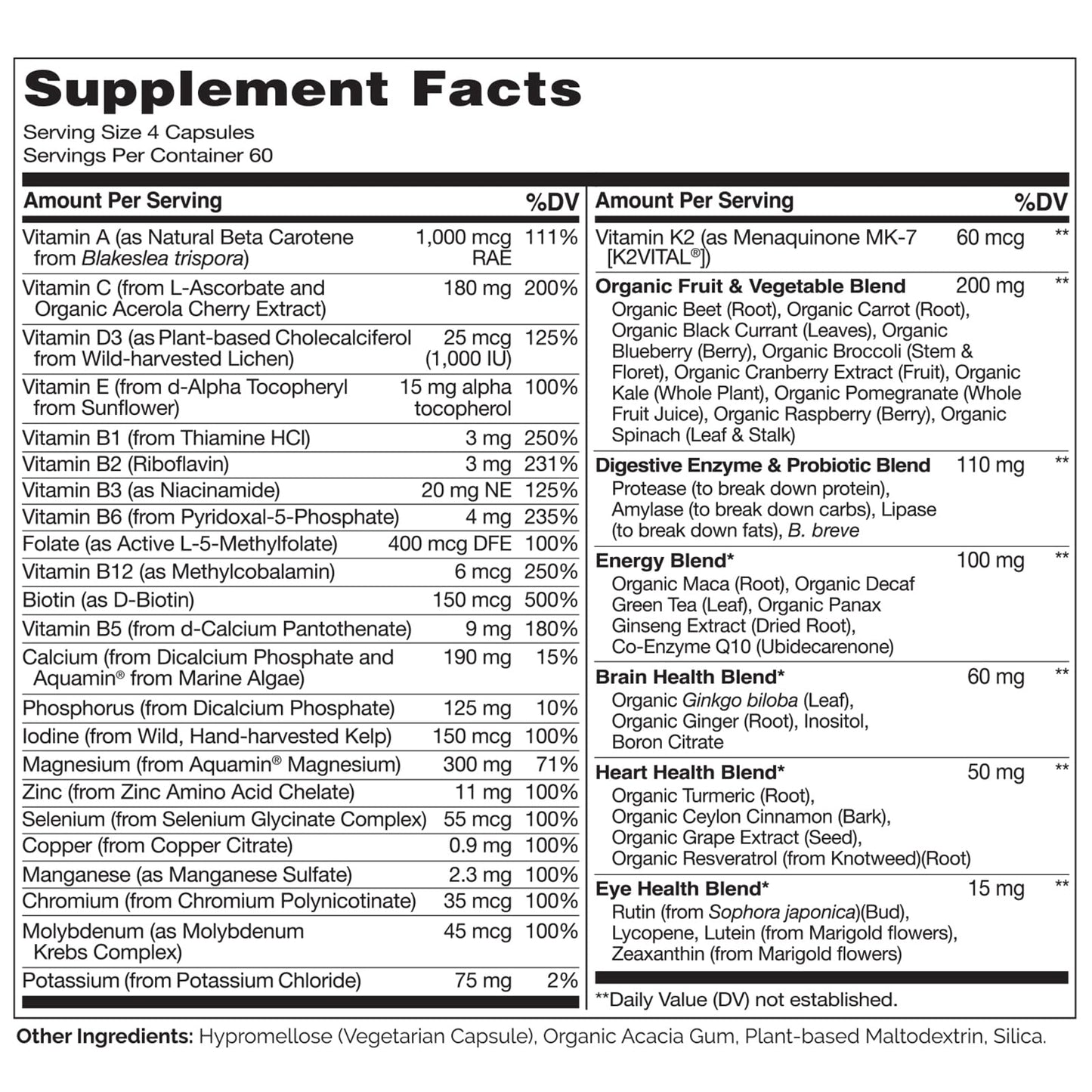 NATURELO Mens Multivitamins - Whole Food Multivitamin for Men with Vitamins, Minerals - 240 Vegetarian Capsules for Energy, Brain, Heart, Eye Health*