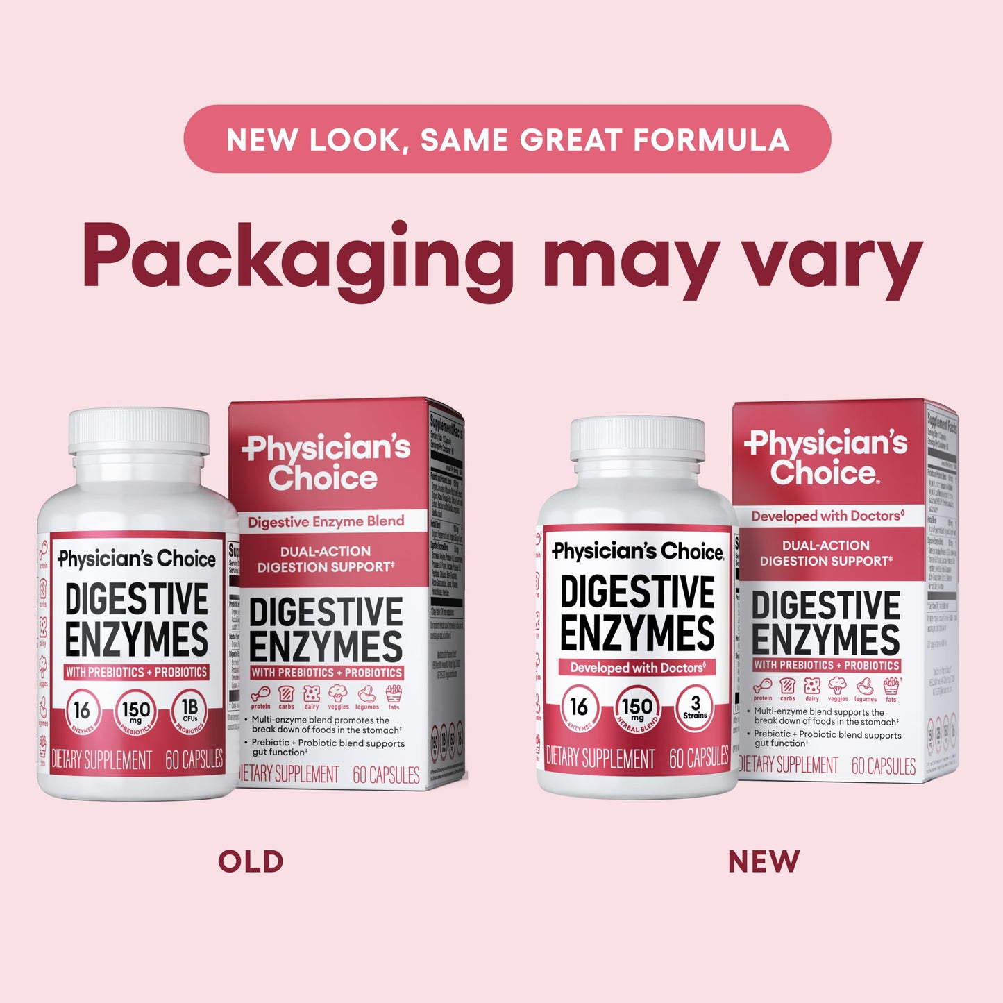 Physician's CHOICE Digestive Enzymes - Multi Enzymes, Organic Prebiotics & Probiotics for Digestive Health & Gut Health - Meal Time Discomfort Relief & Bloating - Dual Action Approach - 90 CT