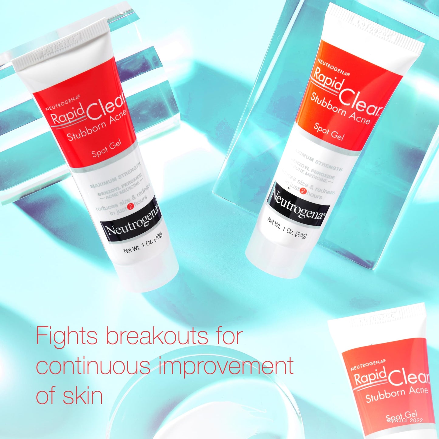 Neutrogena Rapid Clear Stubborn Acne Spot Treatment Gel, Maximum Strength 10% Benzoyl Peroxide Treatment Medication for Acne Prone Skin, Pimple Cream Reduces Size & Redness in 2 Hours, 1 oz