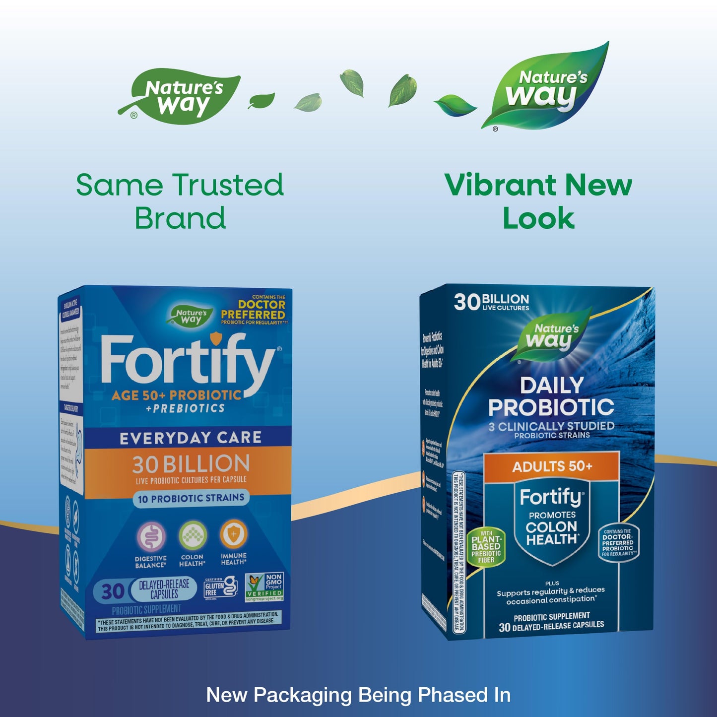 Nature's Way Fortify 50+ Daily Probiotic for Men and Women, 30 Billion Live Cultures, Colon, Digestive, and Immune Health Support* Supplement, 30 Capsules (Packaging May Vary)