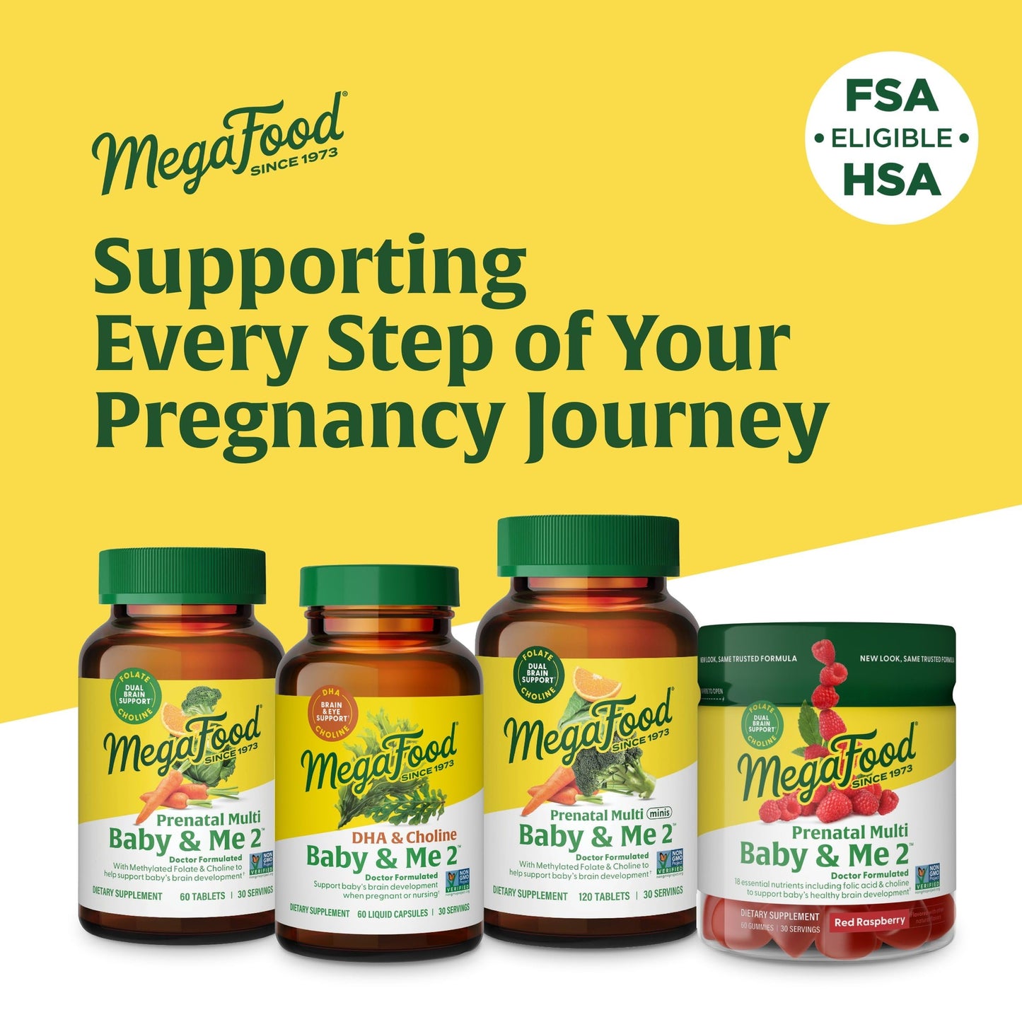 MegaFood Baby & Me 2 Prenatal Multi - Prenatal Vitamins for Women with Choline, Methyl Folate, Iron - Gluten-Free, Vegetarian, Pre Natal Multivitamin for Women - 60 Tablets, 30 Servings